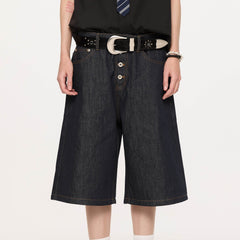 KREATE Essential Button-Up Stitched Denim Shorts