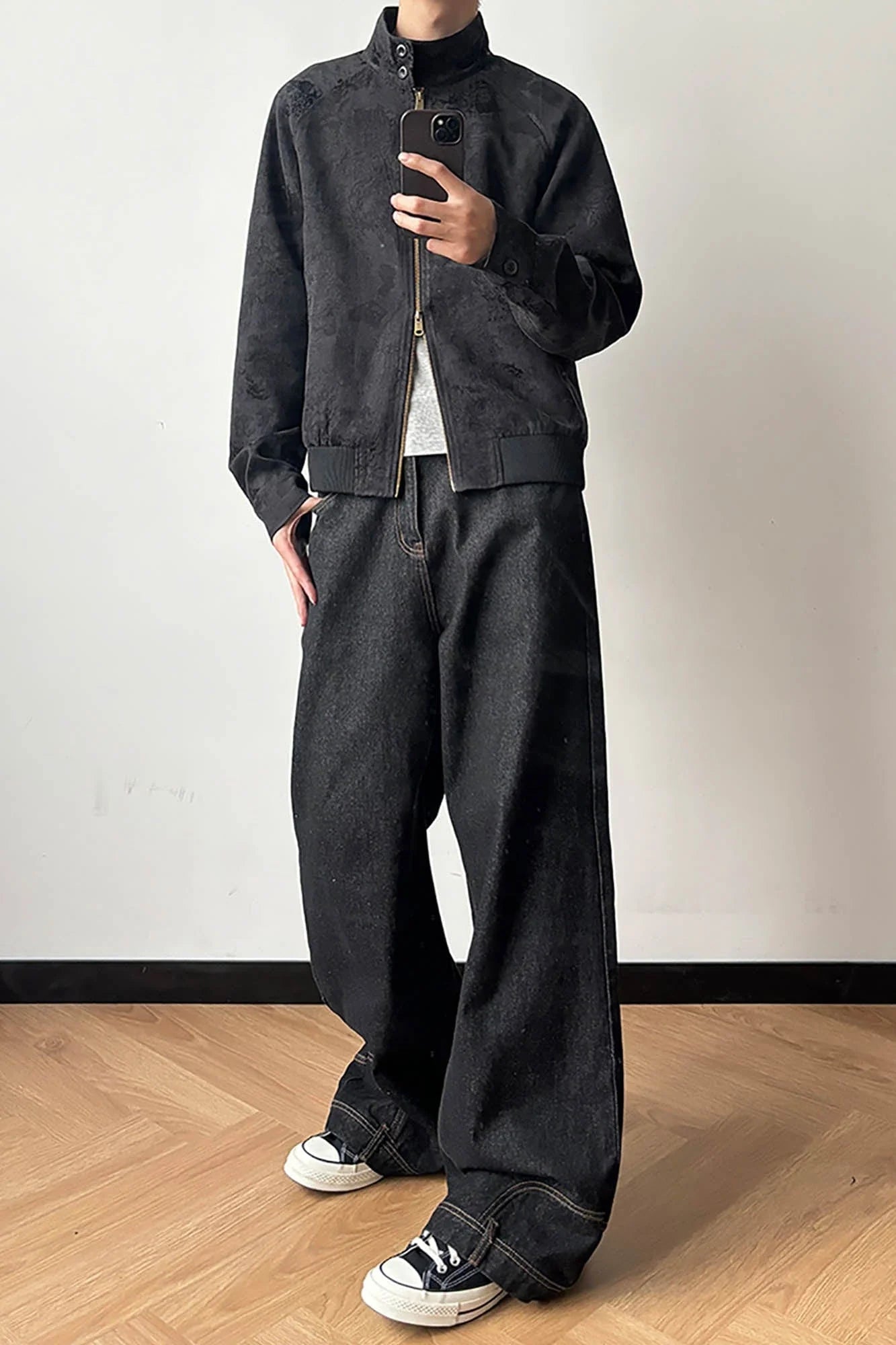 KREATE Jacquard Spider Lily Stand-Collar Wellington Jacket