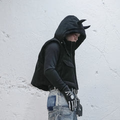UNDERWATER Demon Horned Detachable Hood Down Vest
