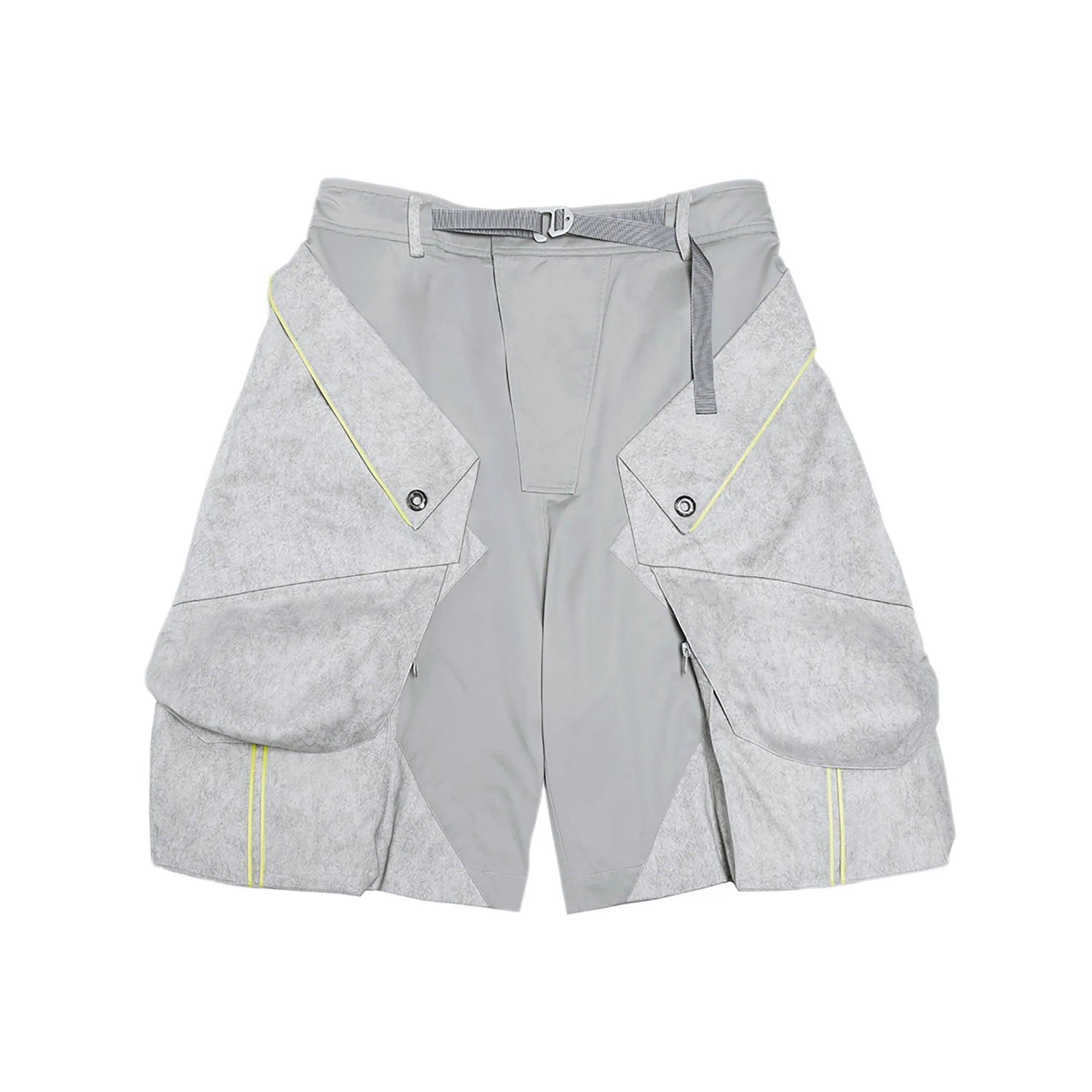 XIPHEVIL Washed Contrast Panel Pocket Utility Shorts Gray