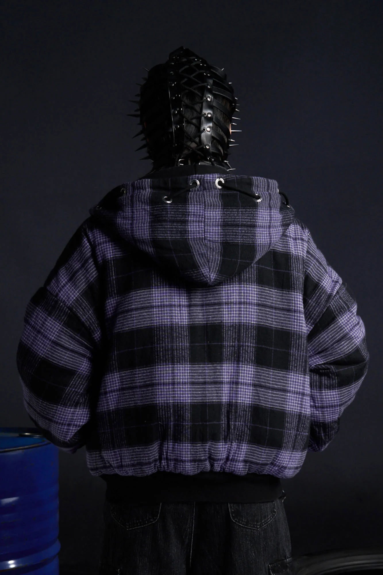 RECOVER ZONE Reversible Check & Solid Hoodie Jacket