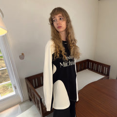 MIICHOUS Contrast Raglan Graphic Long-Sleeve Tee