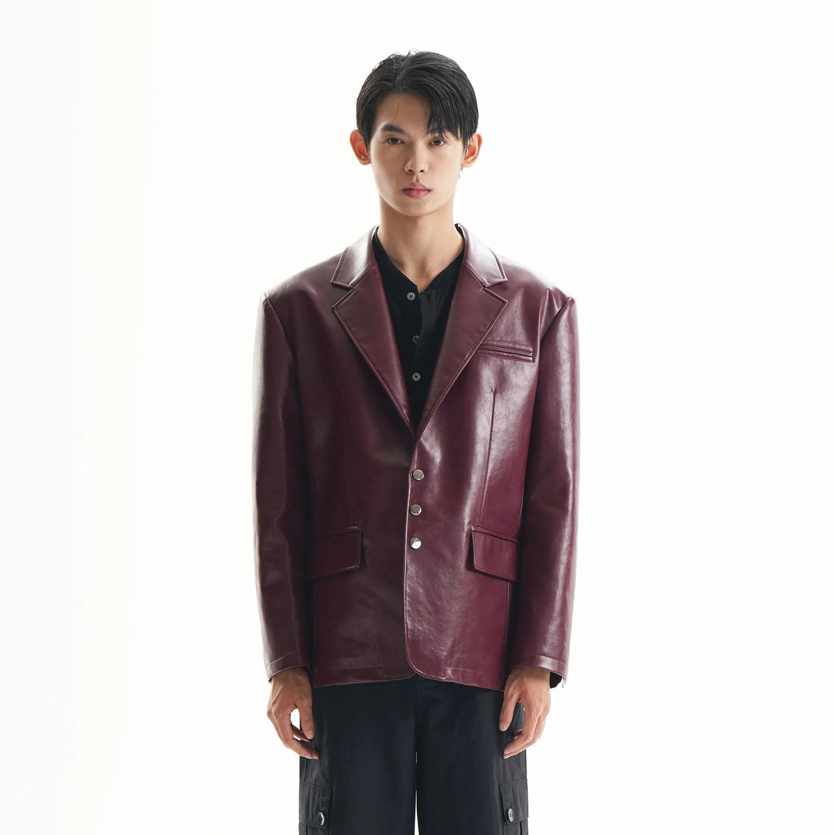 ORAL UTOPIA Glossy PU Blazer Ancora Red