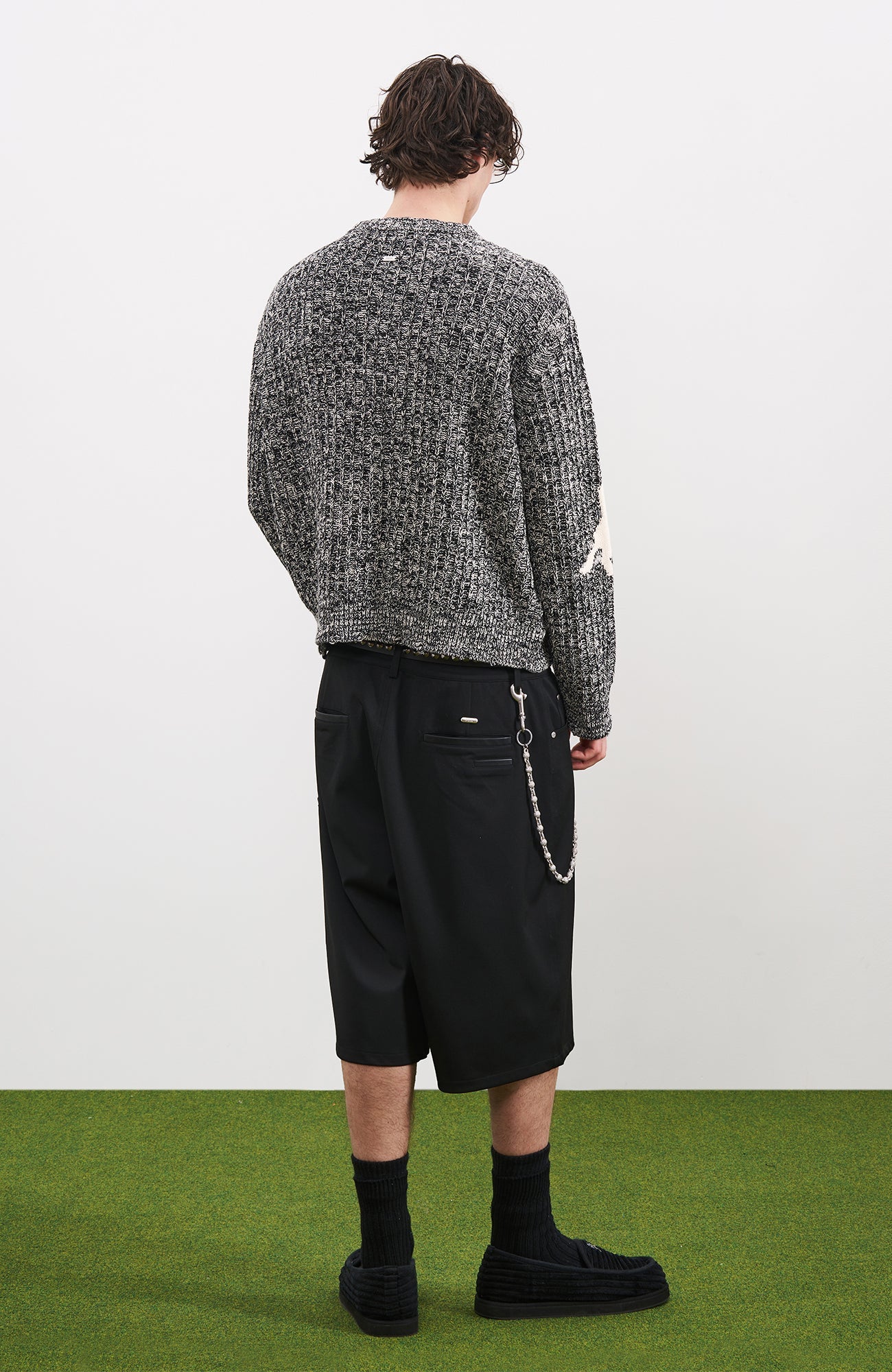 PMW Horse Elbow Patched Cable-Knit Sweater