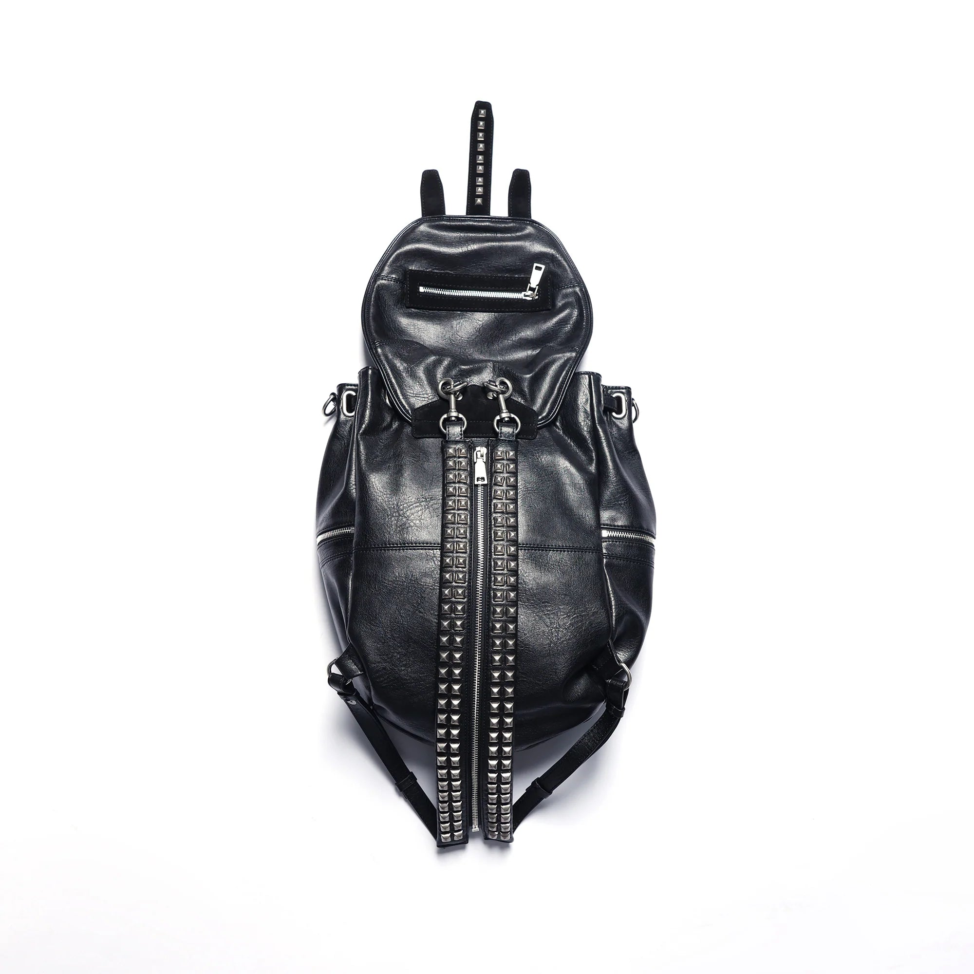 PCCVISION x GMK Studded Zippered PU Bucket Backpack