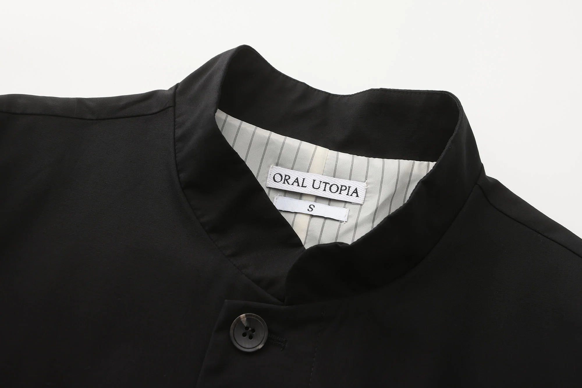 ORAL UTOPIA Faux Layered Hem Mandarin Collar Jacket