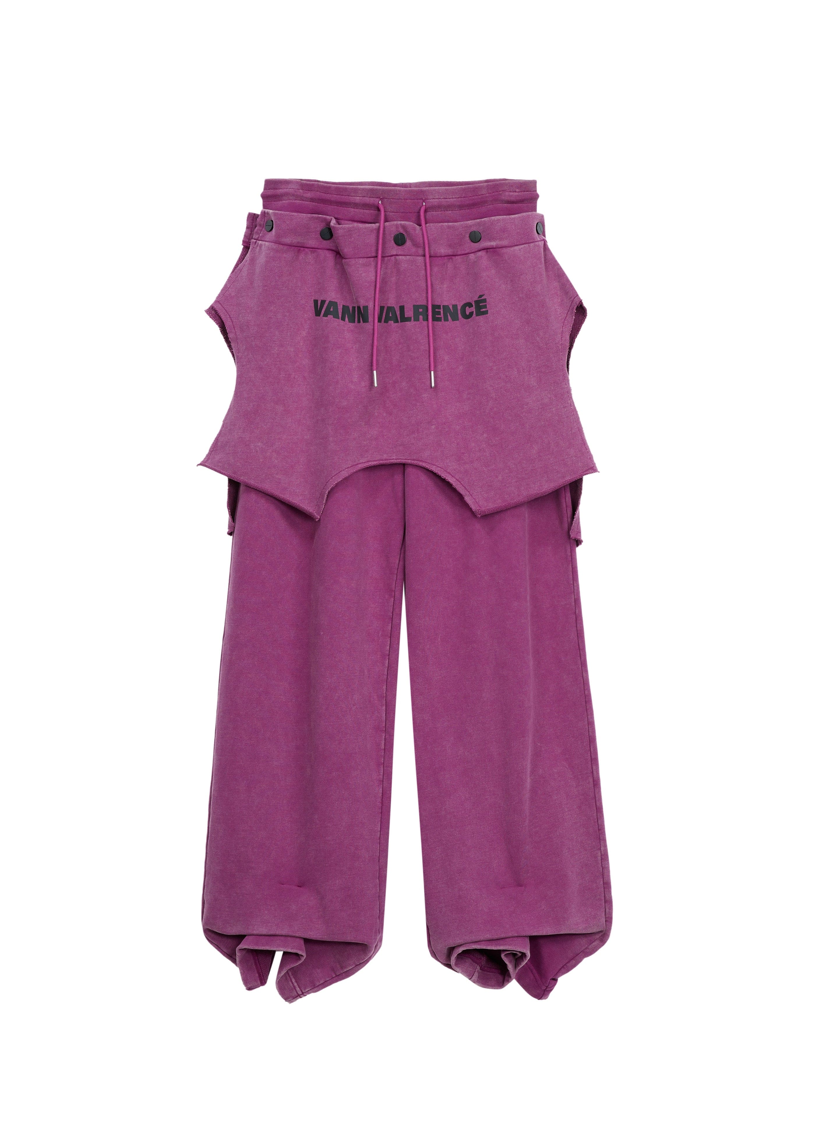 VANN VALRENCE Double-Layered Panel Deconstructed Drawstring Pants