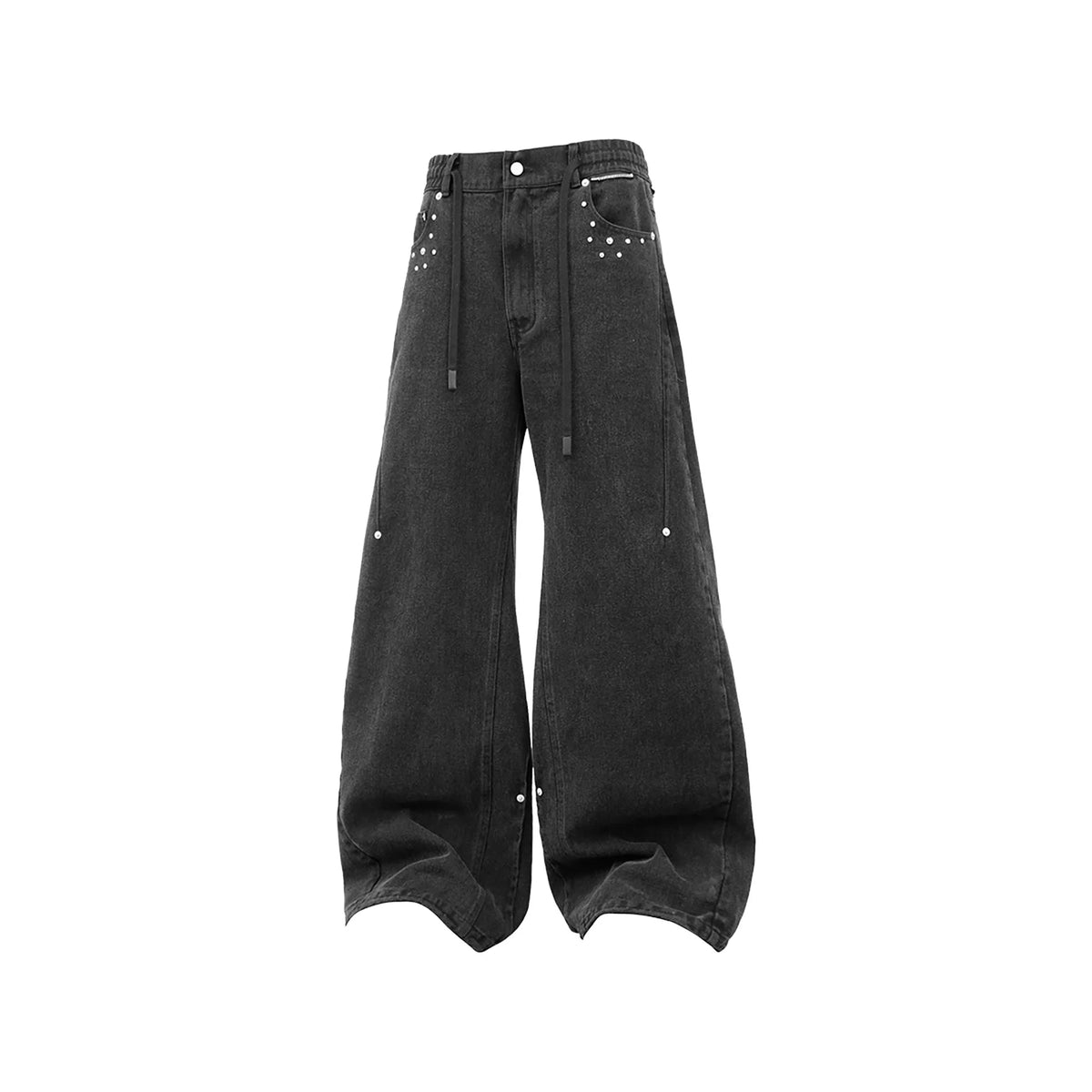 RELABEL Washed Studded Panel Oversized Jeans Black
