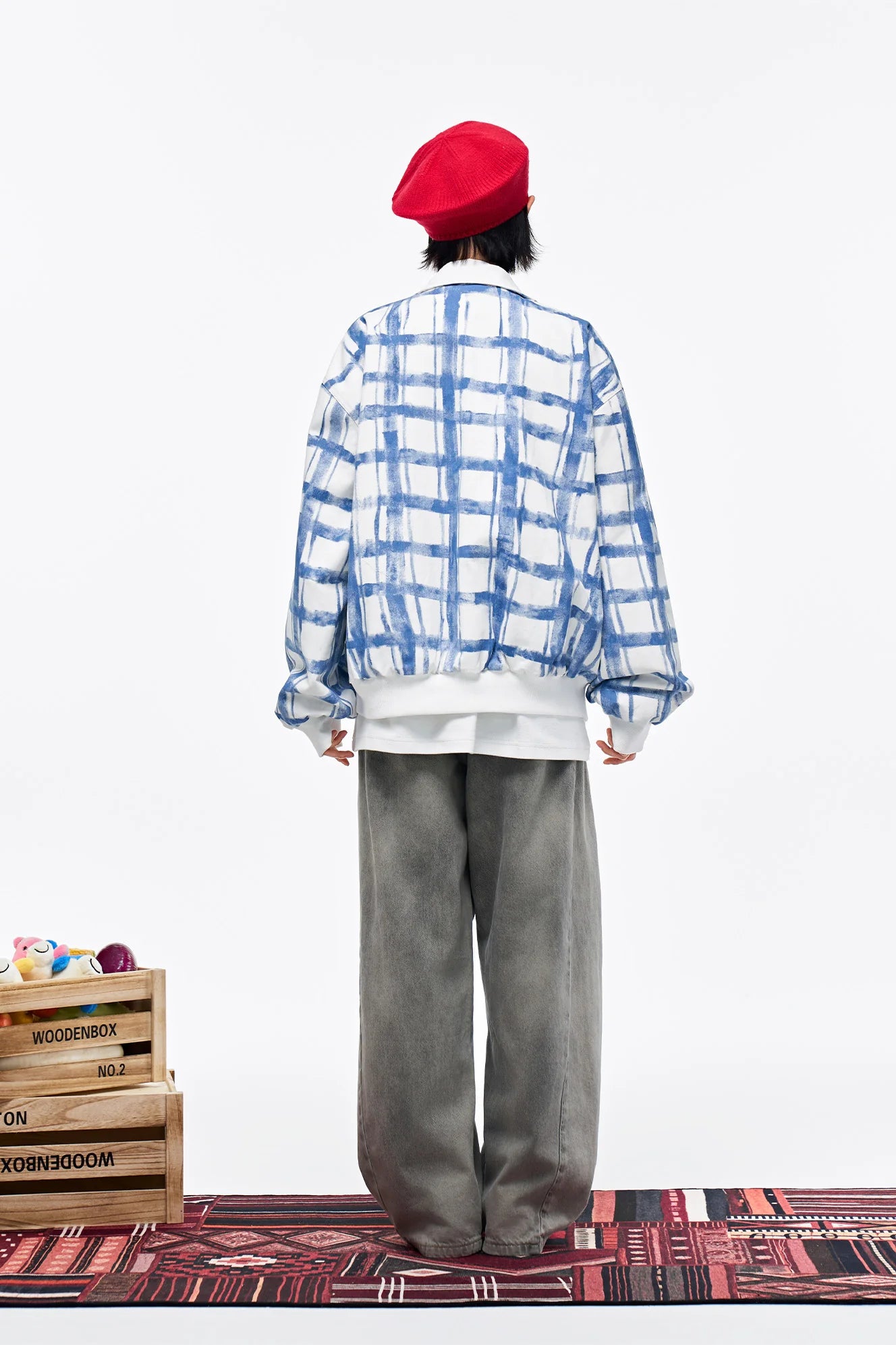 OVERLAPS Washed Drawstring Wide-Leg Jeans