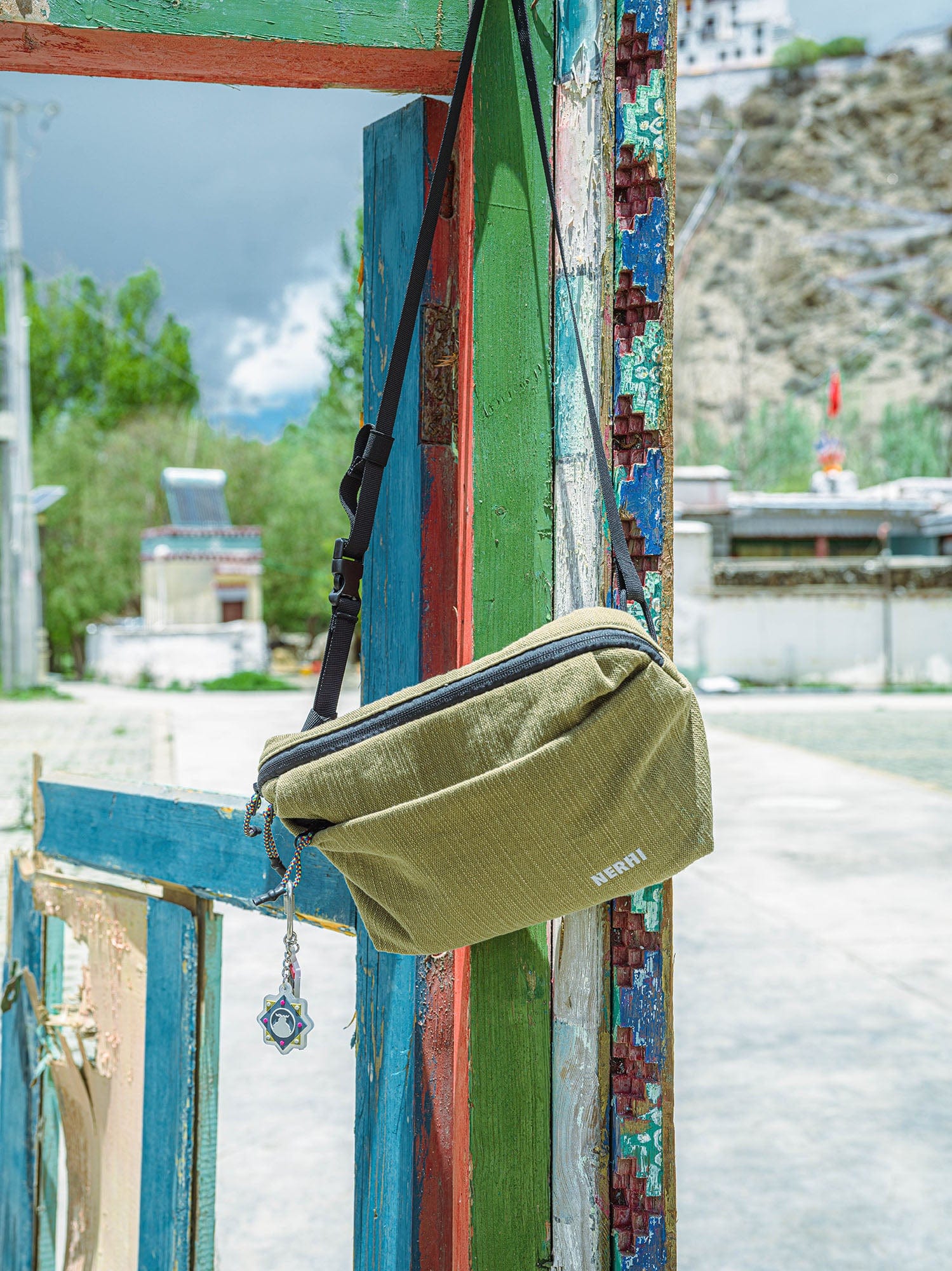 NERHI Washed Panel Ethnic Graphic Crossbody Pouch