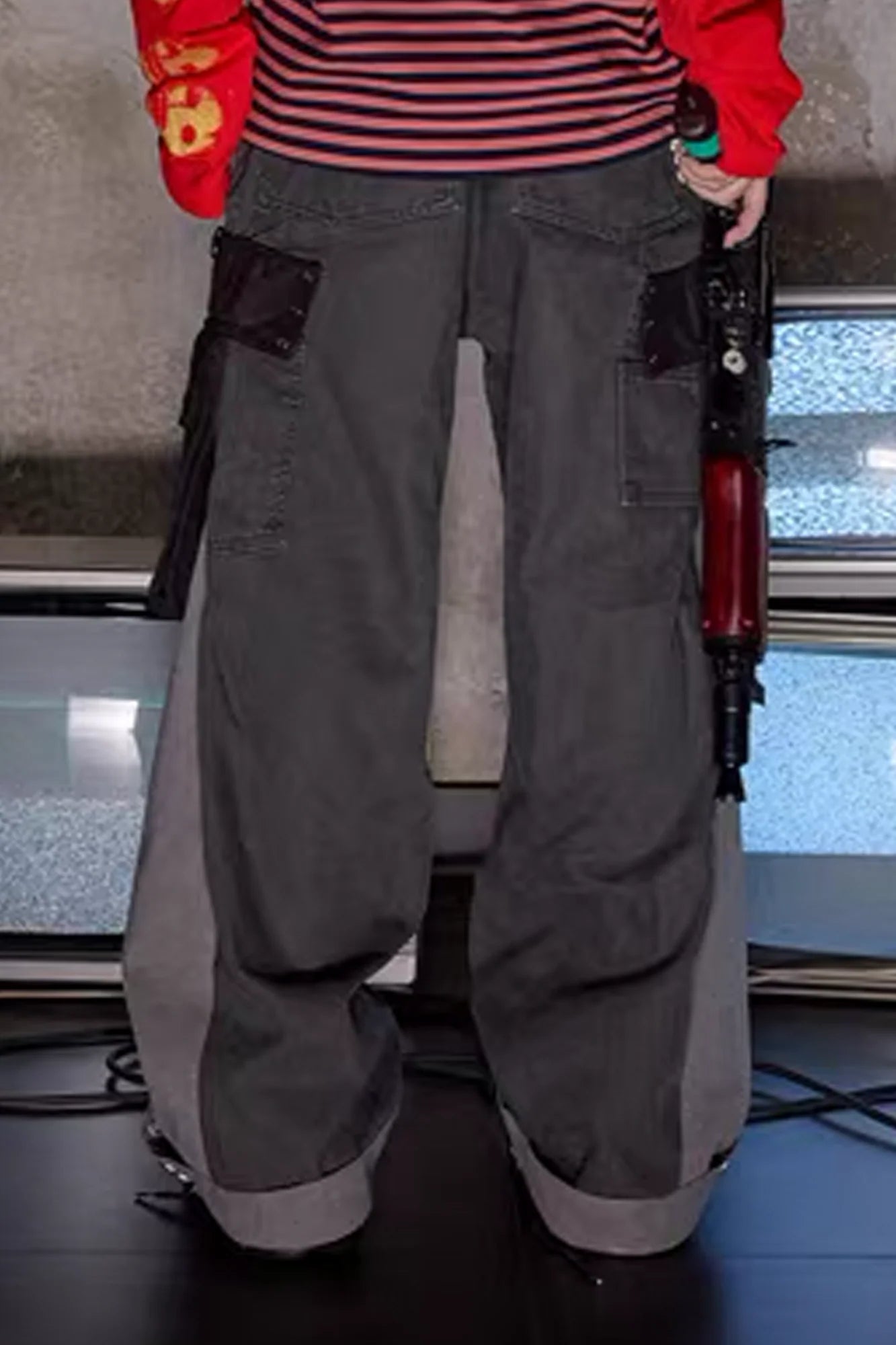 NOTHINGNESS WORLD Strap-On Pouch Utility Wide-Leg Pants