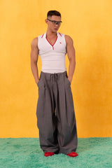 CLP Contrast Trim Ribbed Polo Tank Top