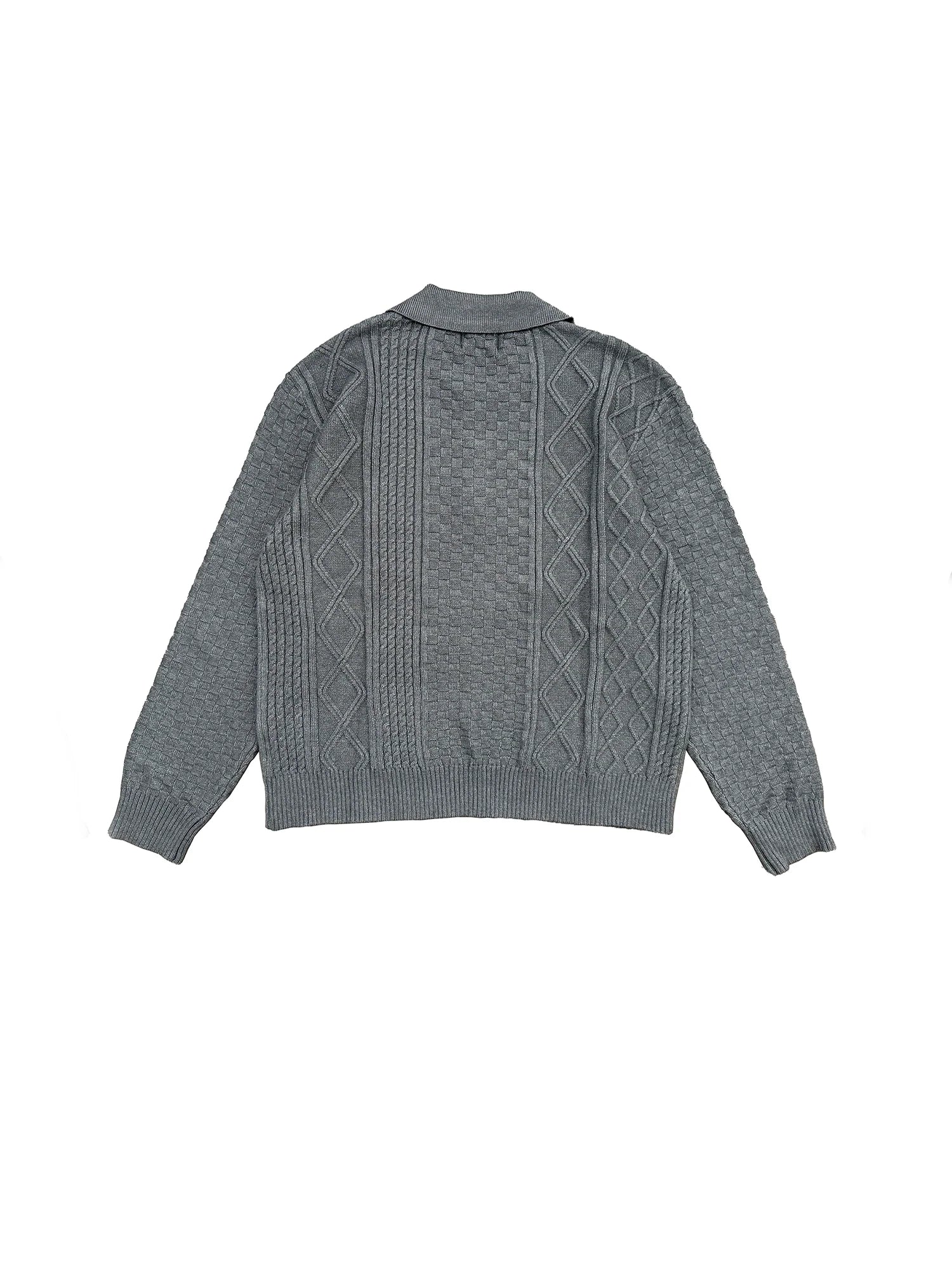 RICHILL Classic Mental-Button Cable Polo Sweater