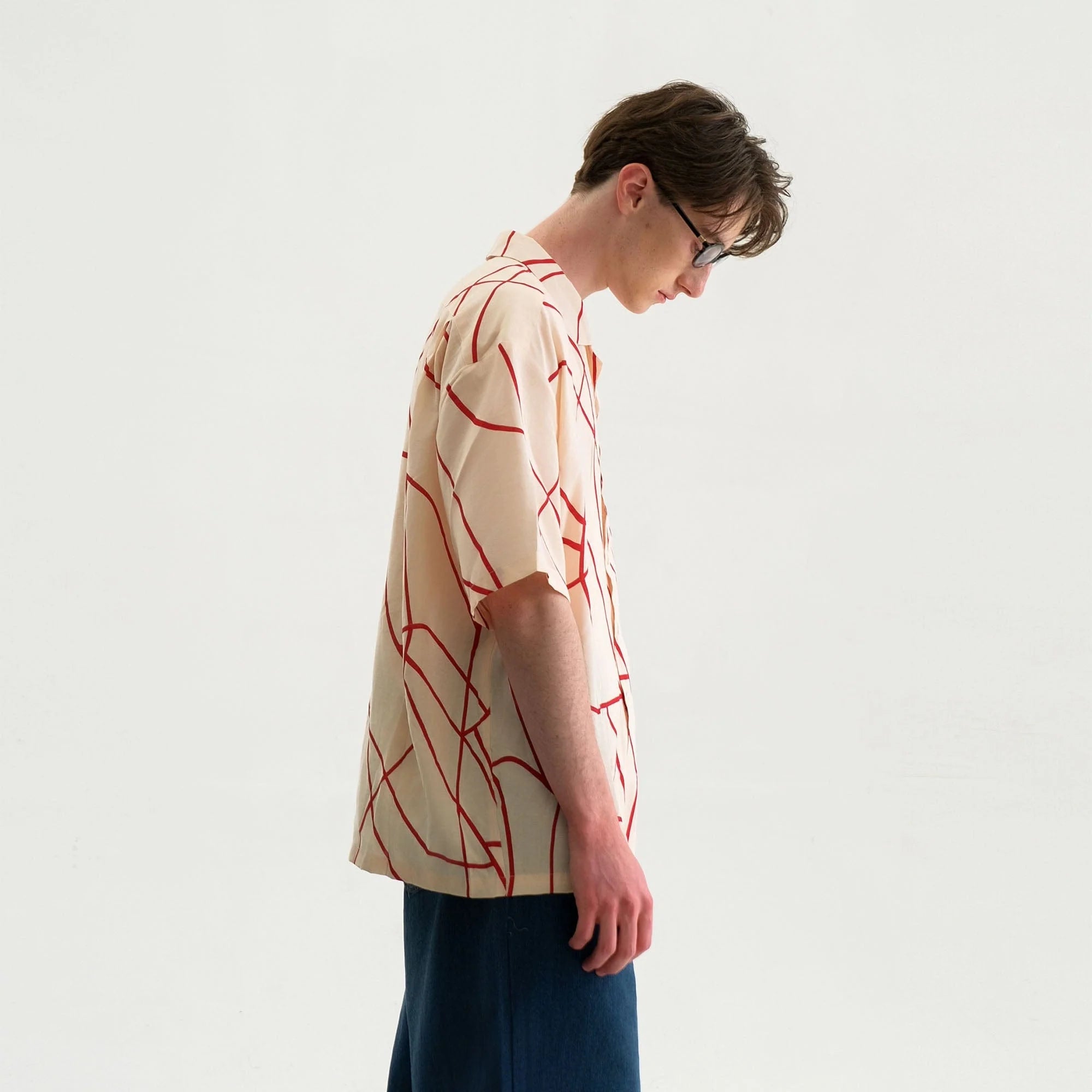 WIID Abstract Line Oversized Cuban Half Shirt