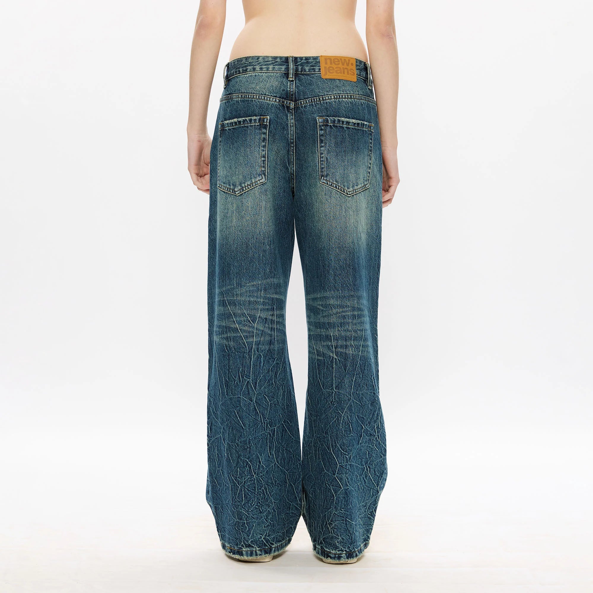 KREATE Whisker Washed Straight-Leg Jeans