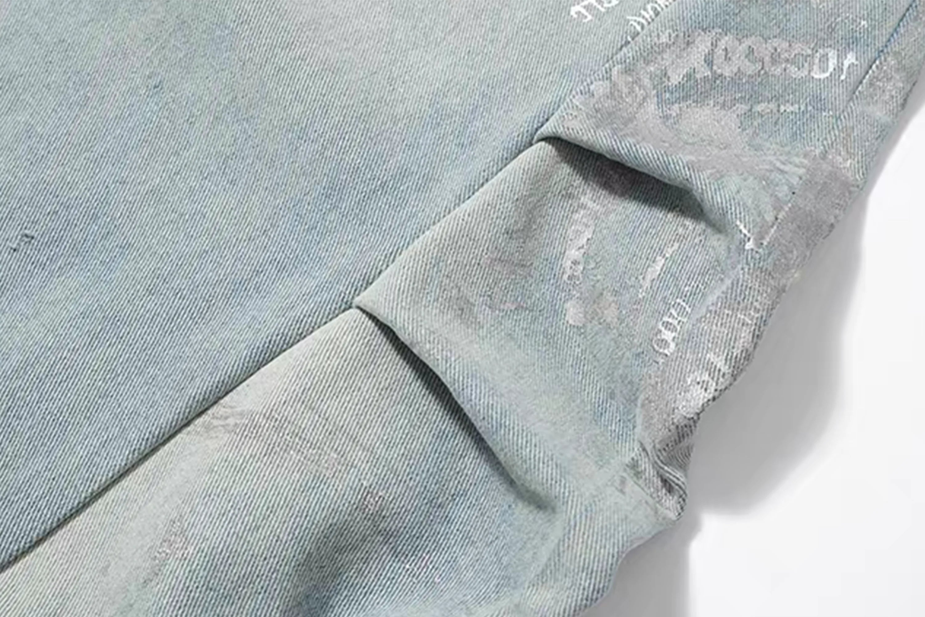 NOTHINGNESS WORLD Washed Pleated Curved Denim Pants