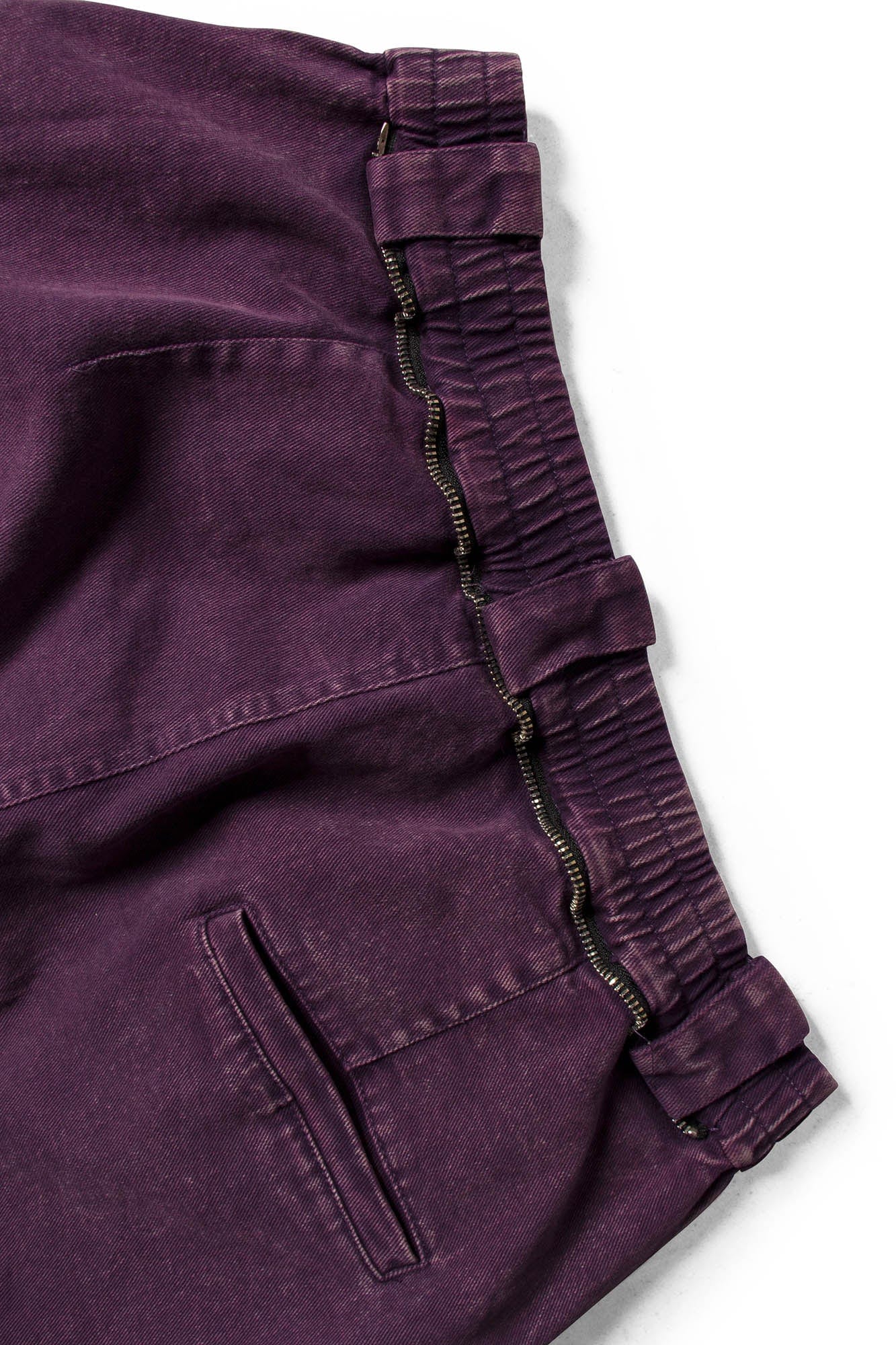RELABEL Detachable Scarf Washed Multi-Pocket Wide-Leg Shorts Purple