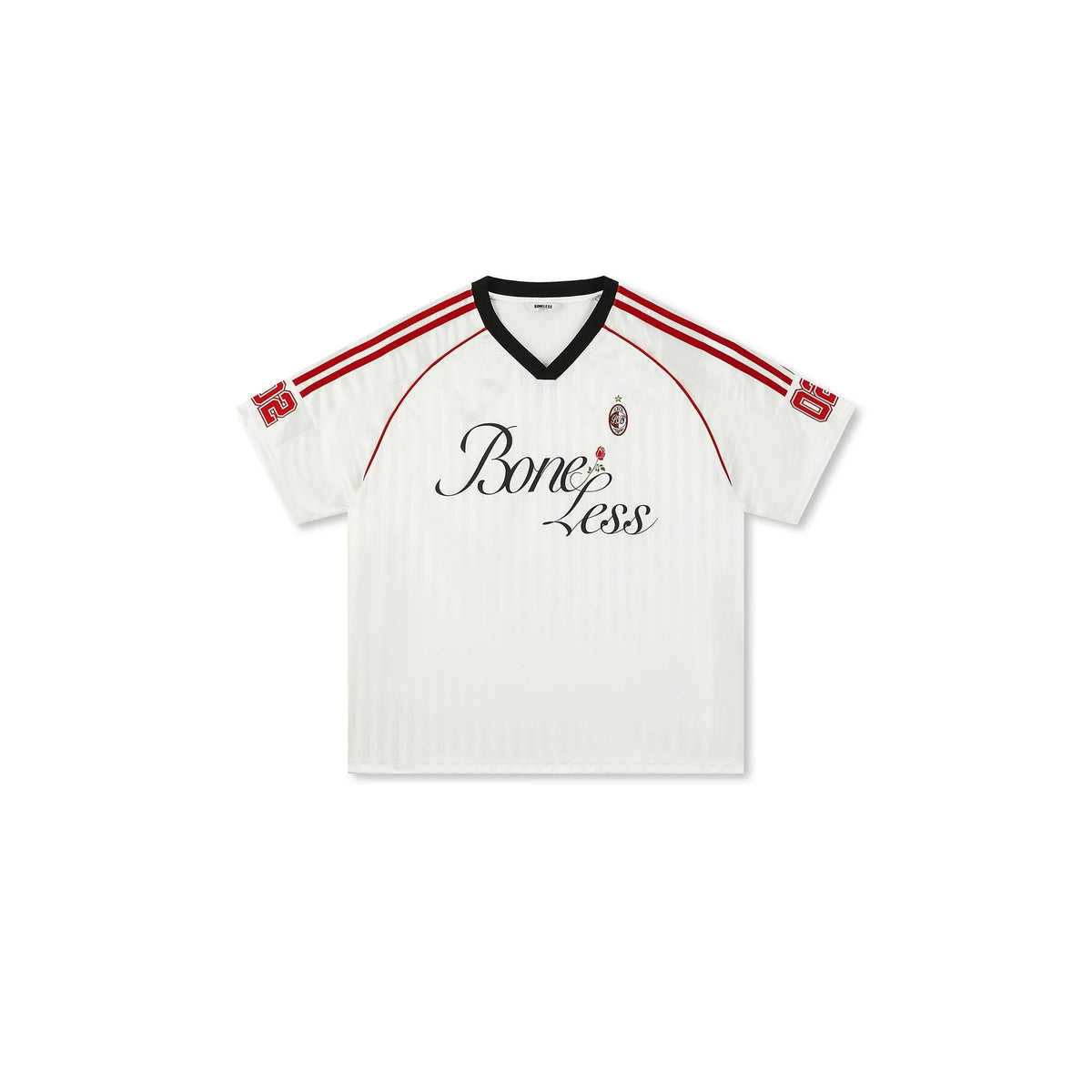 BONELESS Stripe Contrast V-Neck LOGO Jersey