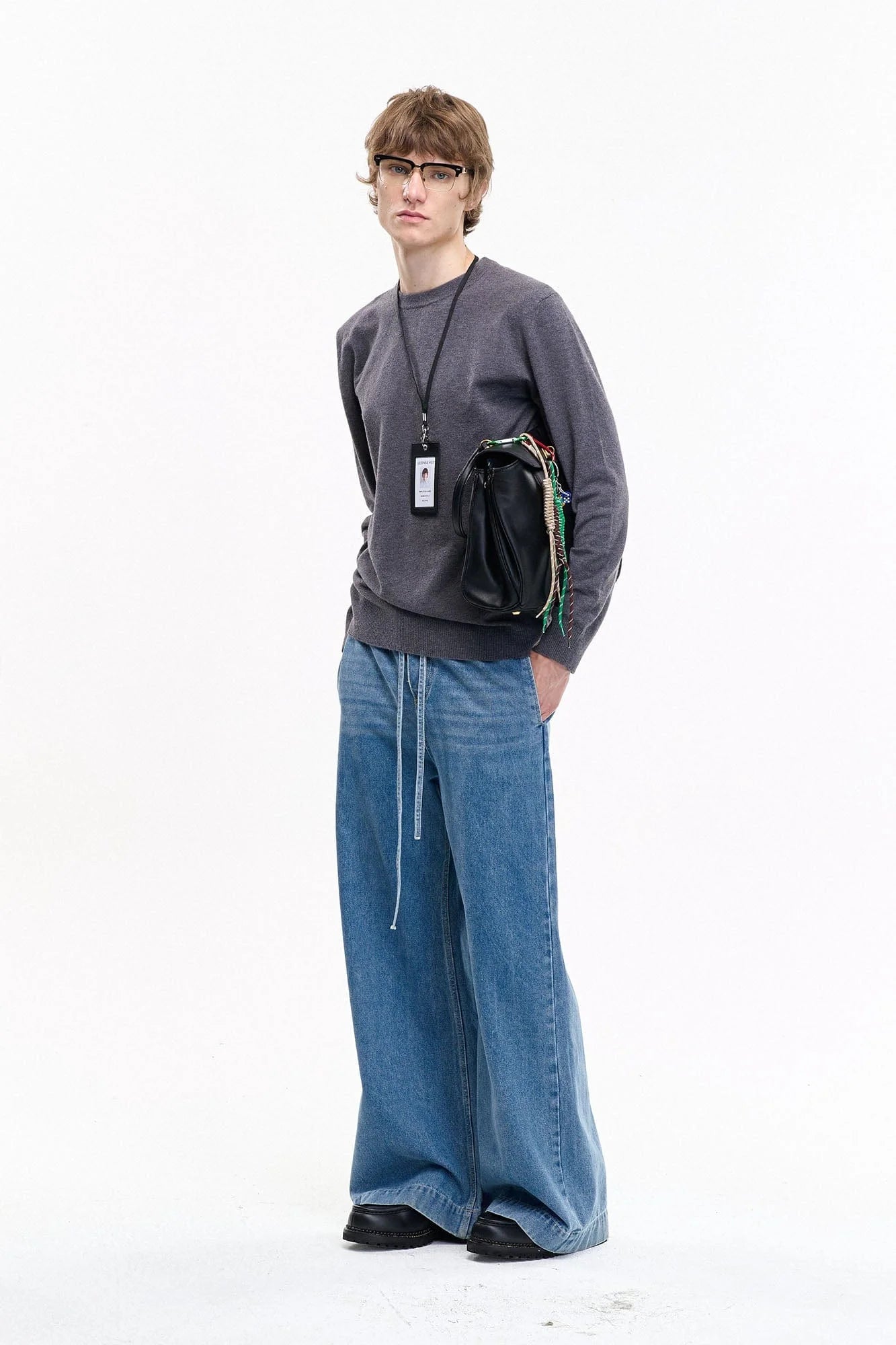 LEONSENSE Classical Tencel Drawstring Oversized Jeans