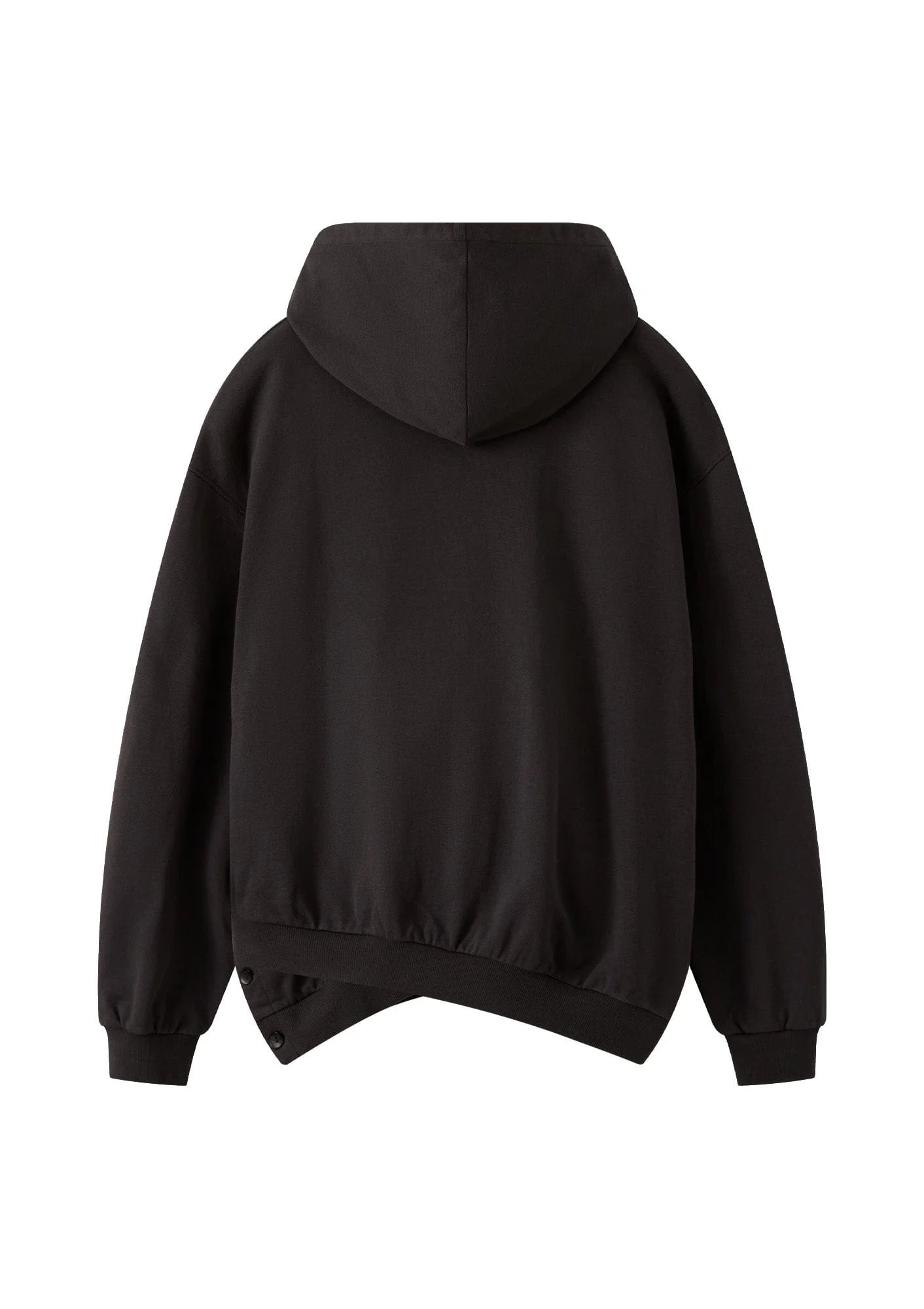 ORGANIC EMOTION Asymmetrical Hem LOGO Embroidered Hoodie