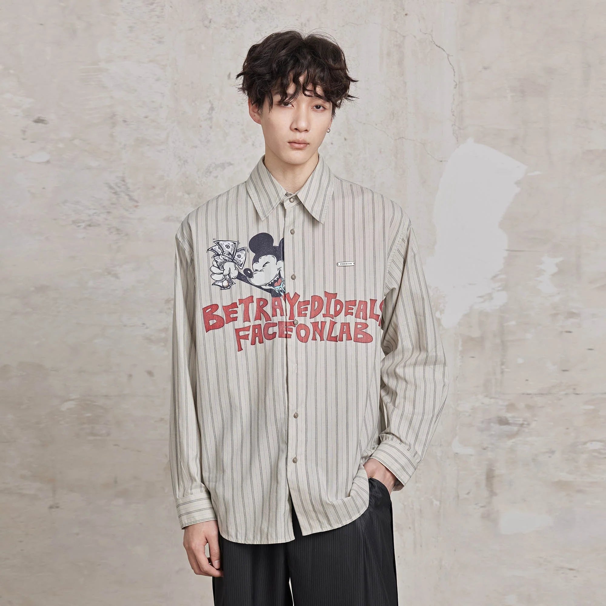 FACEONLAB Betrayed Ideals Pinstriped Shirt