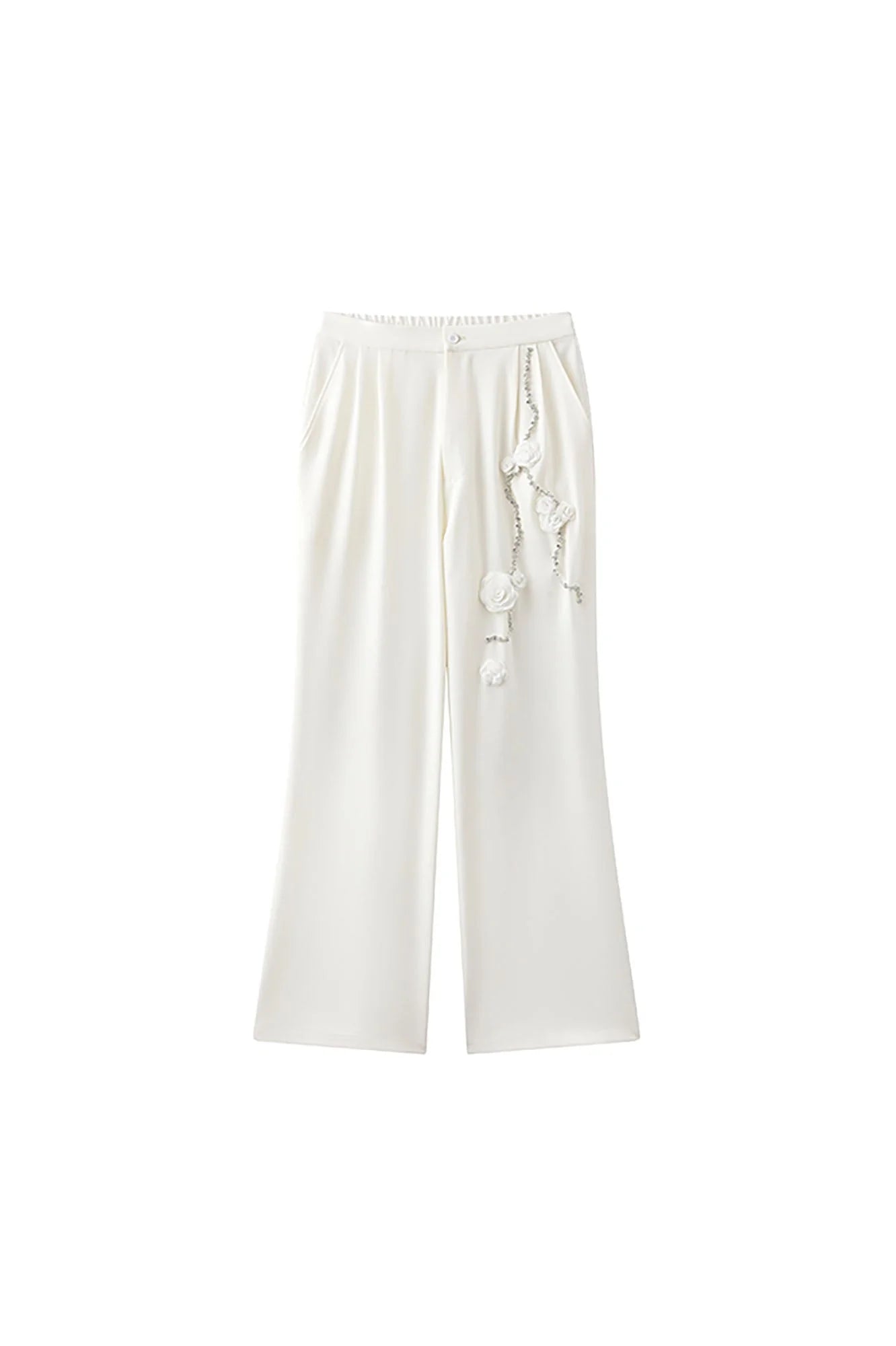 JIECHI Vine Rose Embroidered Trousers