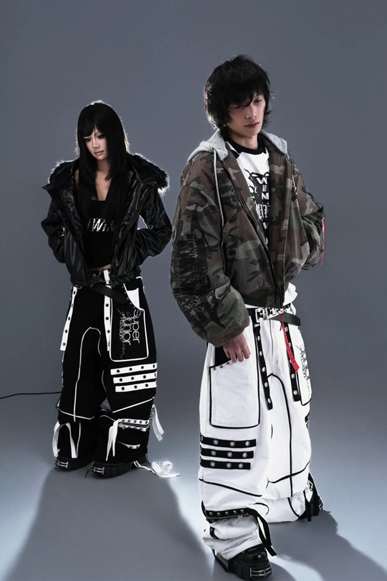 PCCVISION Studded Embroidered Baggy Pants