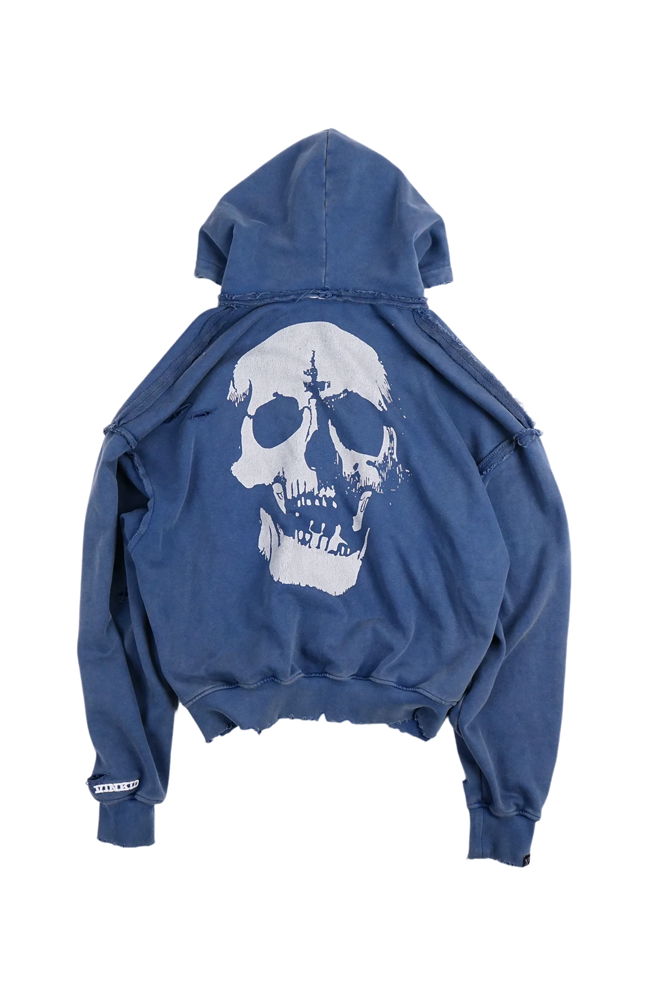 VINKID Distressed Graphic Zip-Up Hoodie