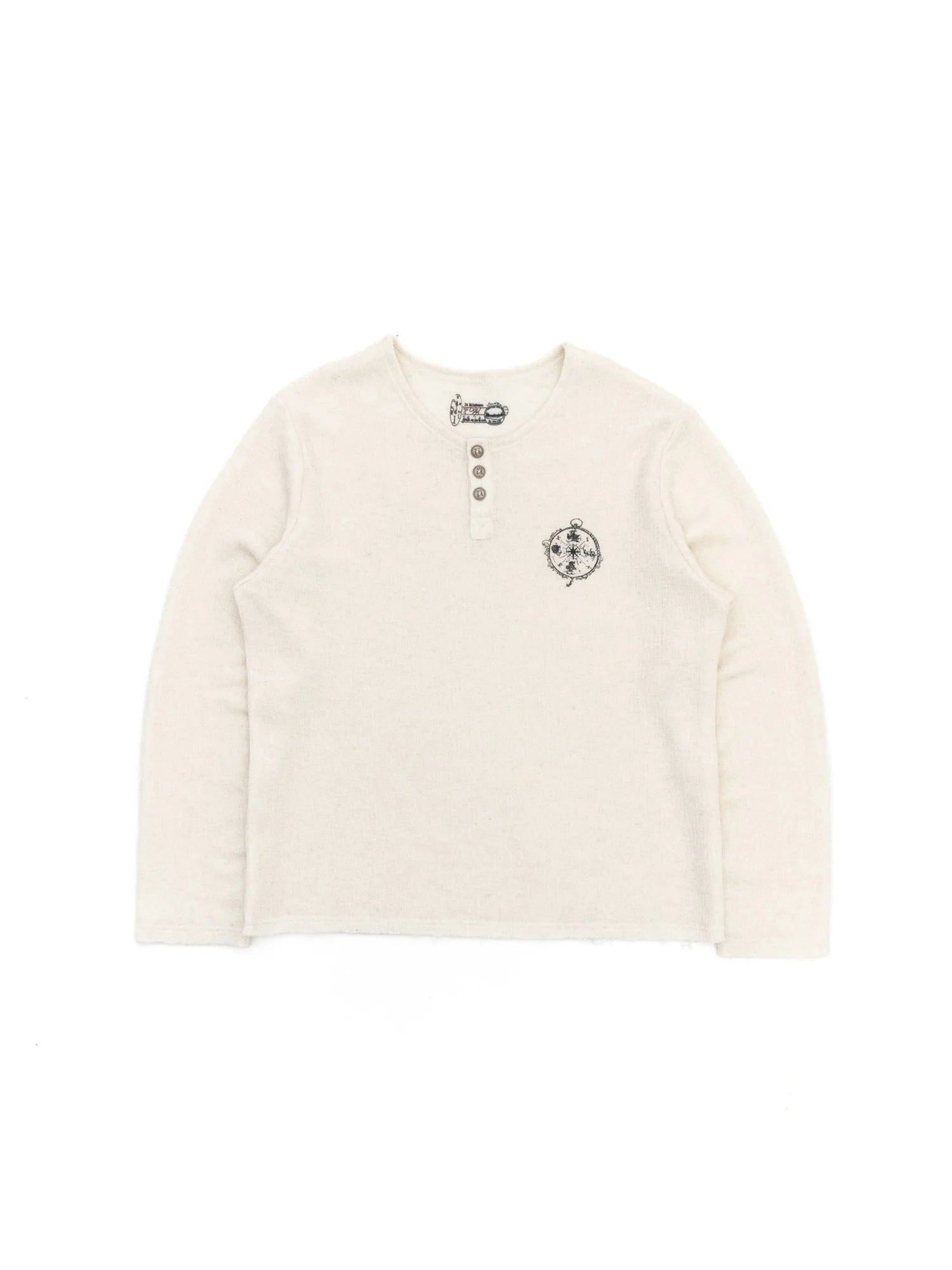 IN EXISTENCE Raw Hem Henley Long-Sleeve Tee
