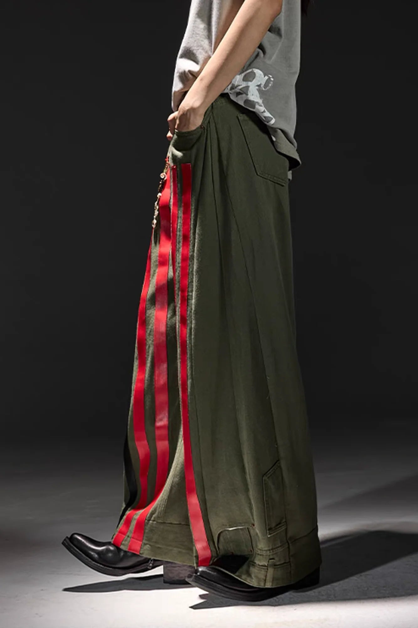 NOTHINGNESS WORLD Four-Stripe Wide-Leg Sweatpants