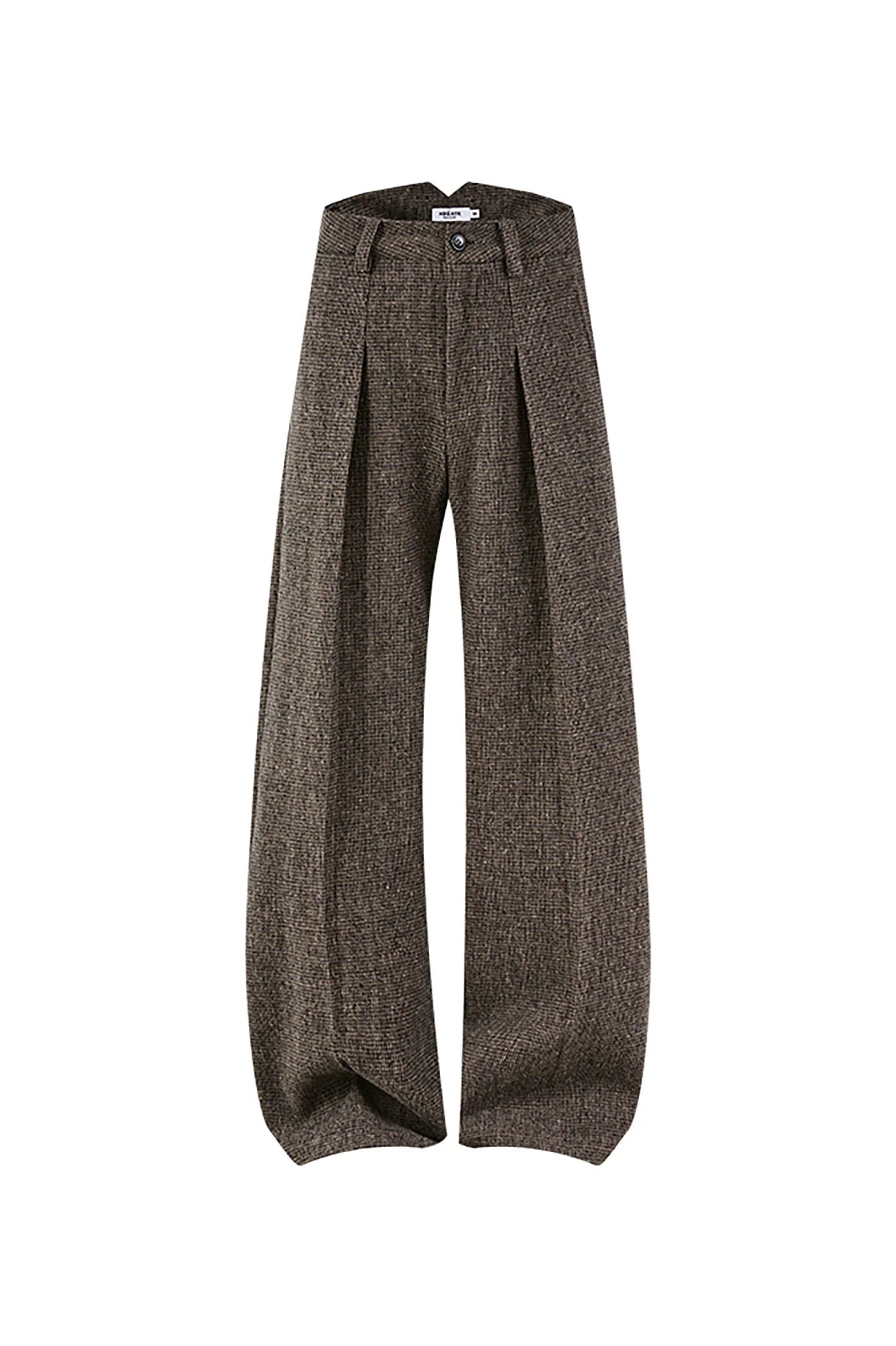 KREATE Mini Houndstooth Pleated Wide-Leg Trousers