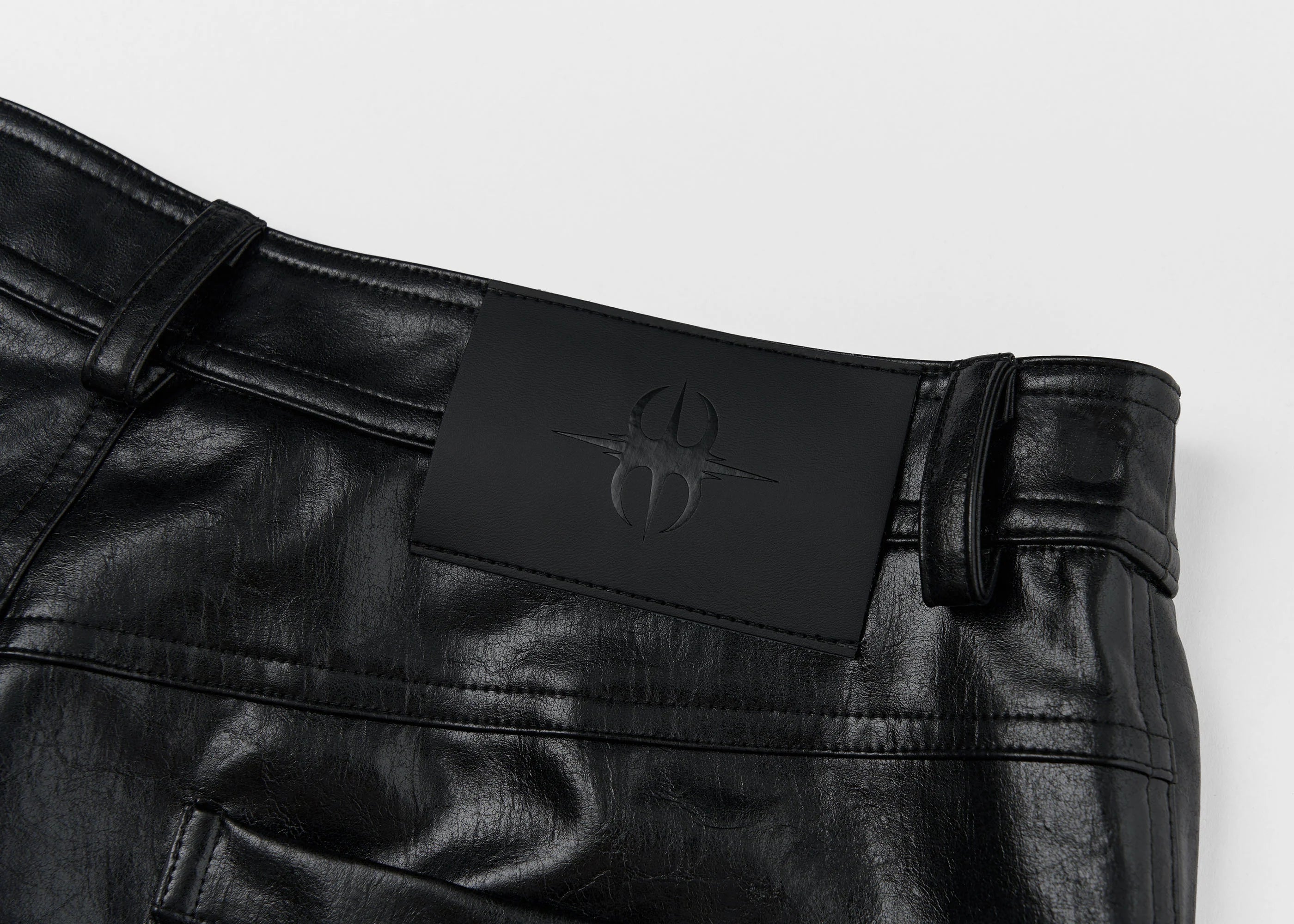 SAVAGEGROWTHWORLD Faux Leather Panel Rivet Pants