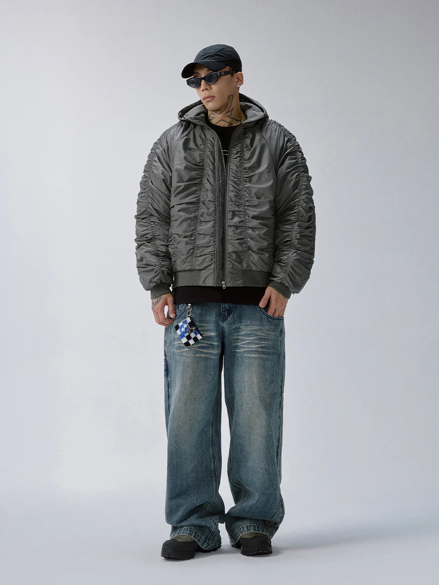 F2CE Ruched Nylon Hooded Bomber