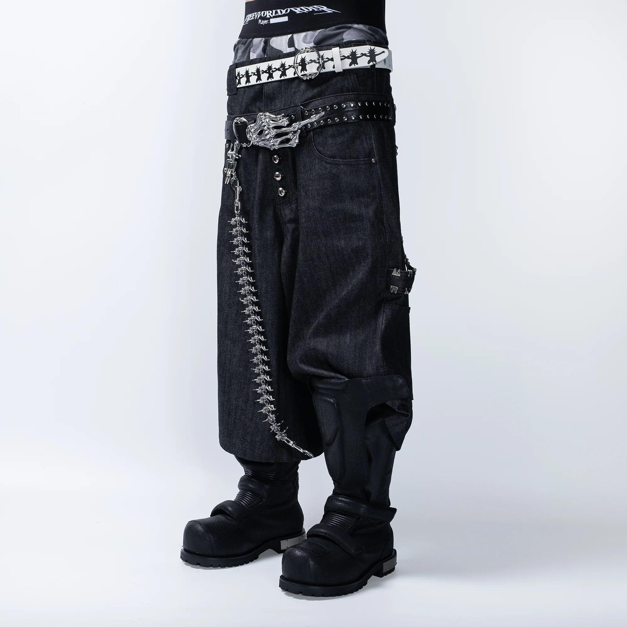 FVVO Layered-Waist Studded Cropped Pants