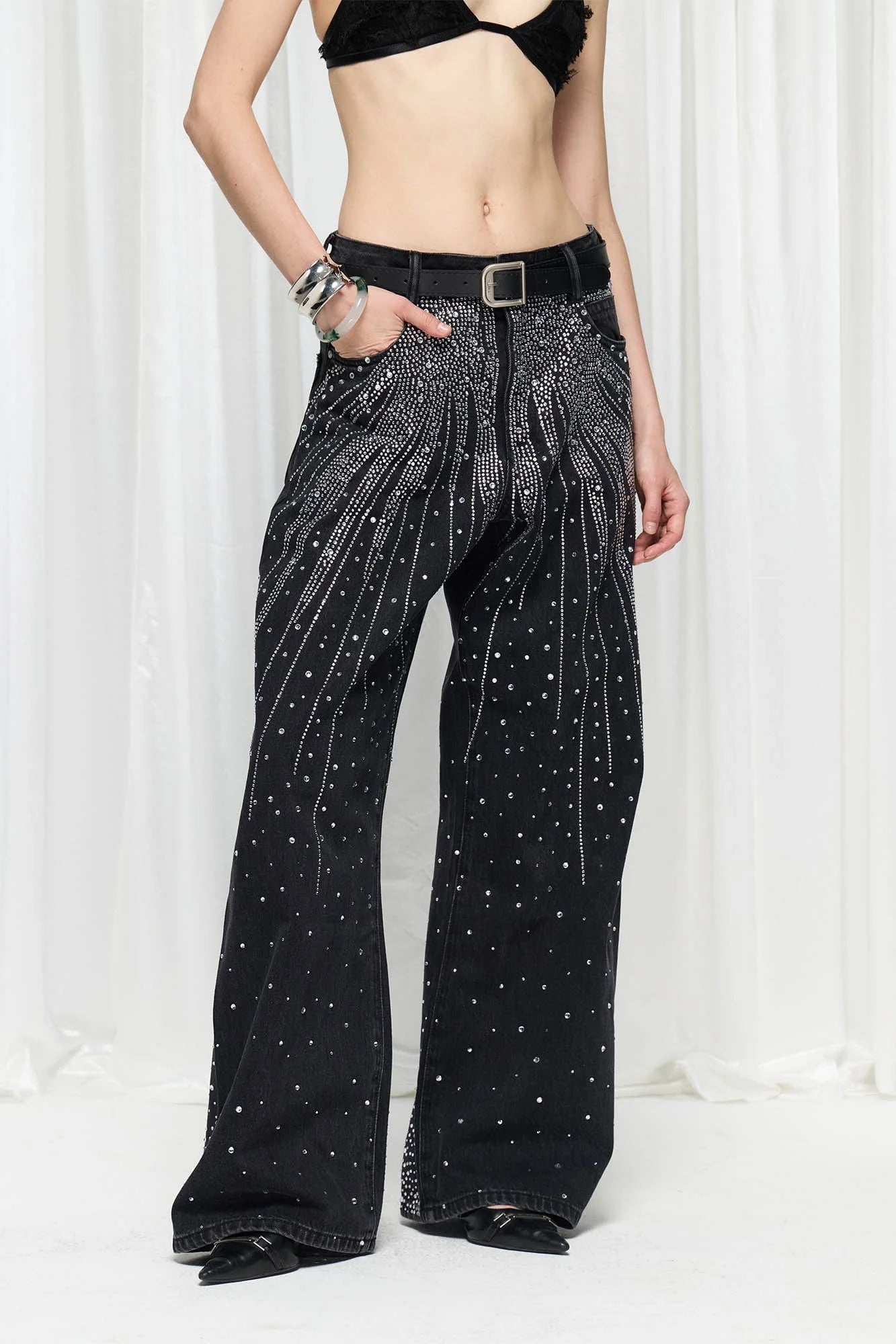 DND4DES×Faychui Radiant Diamond Wide-Leg Jeans
