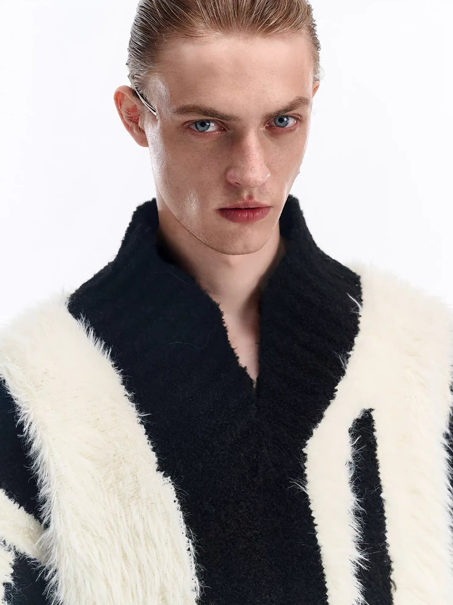 TIWILLTANG Fuzzy Faux-Mink Contrast Sweater
