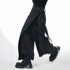 TUIMU Asymmetrical Wrap Pleated Wide-Leg Trousers
