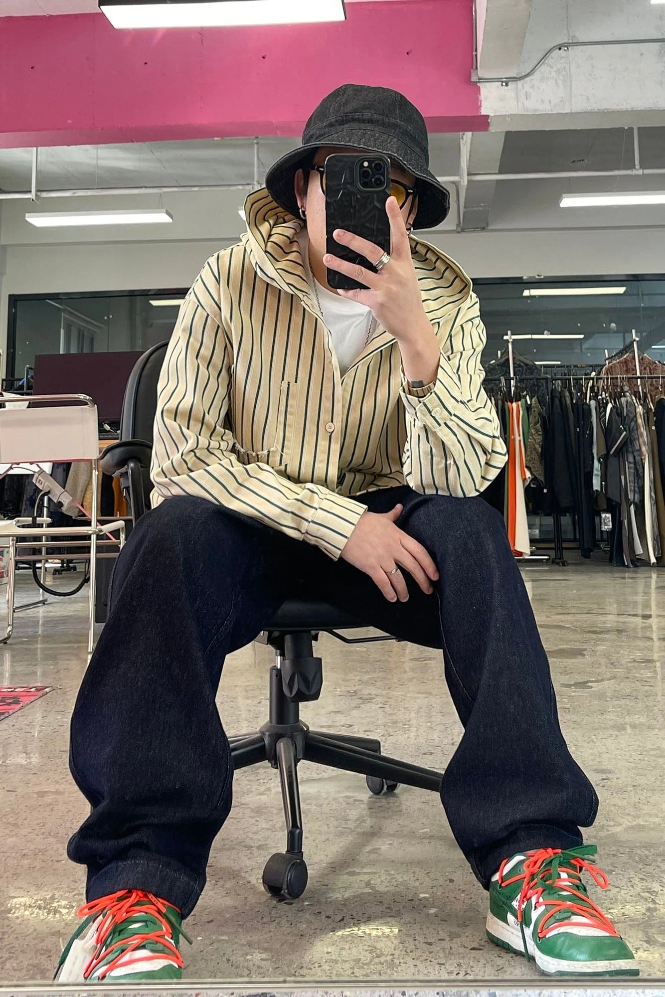 ME DA IGUAL Striped Long-Sleeve Hooded Shirt