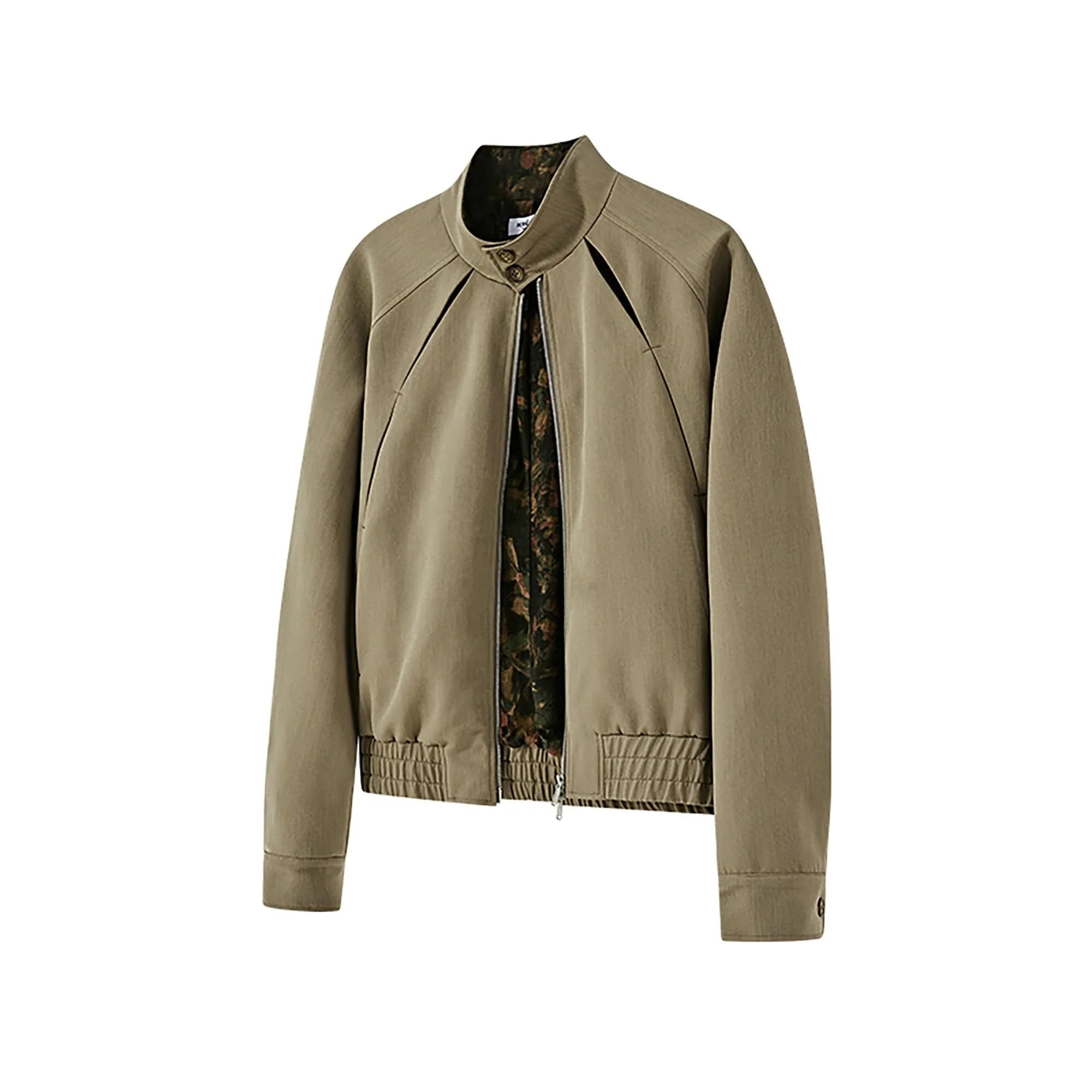 KREATE Floral-Lined Spliced Harrington Jacket