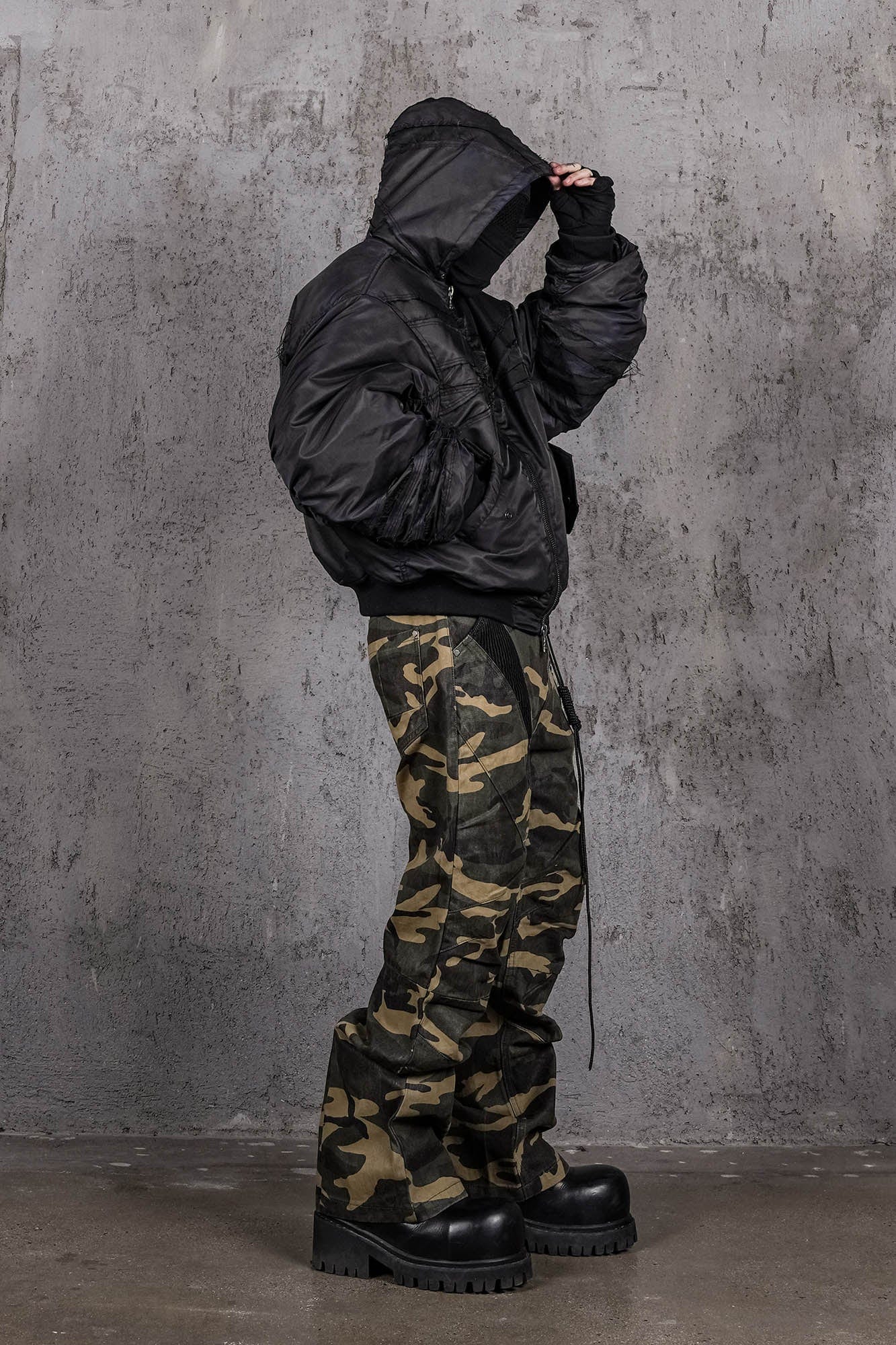 UNDERWATER Distressed Bondage MA-1 Jacket Black