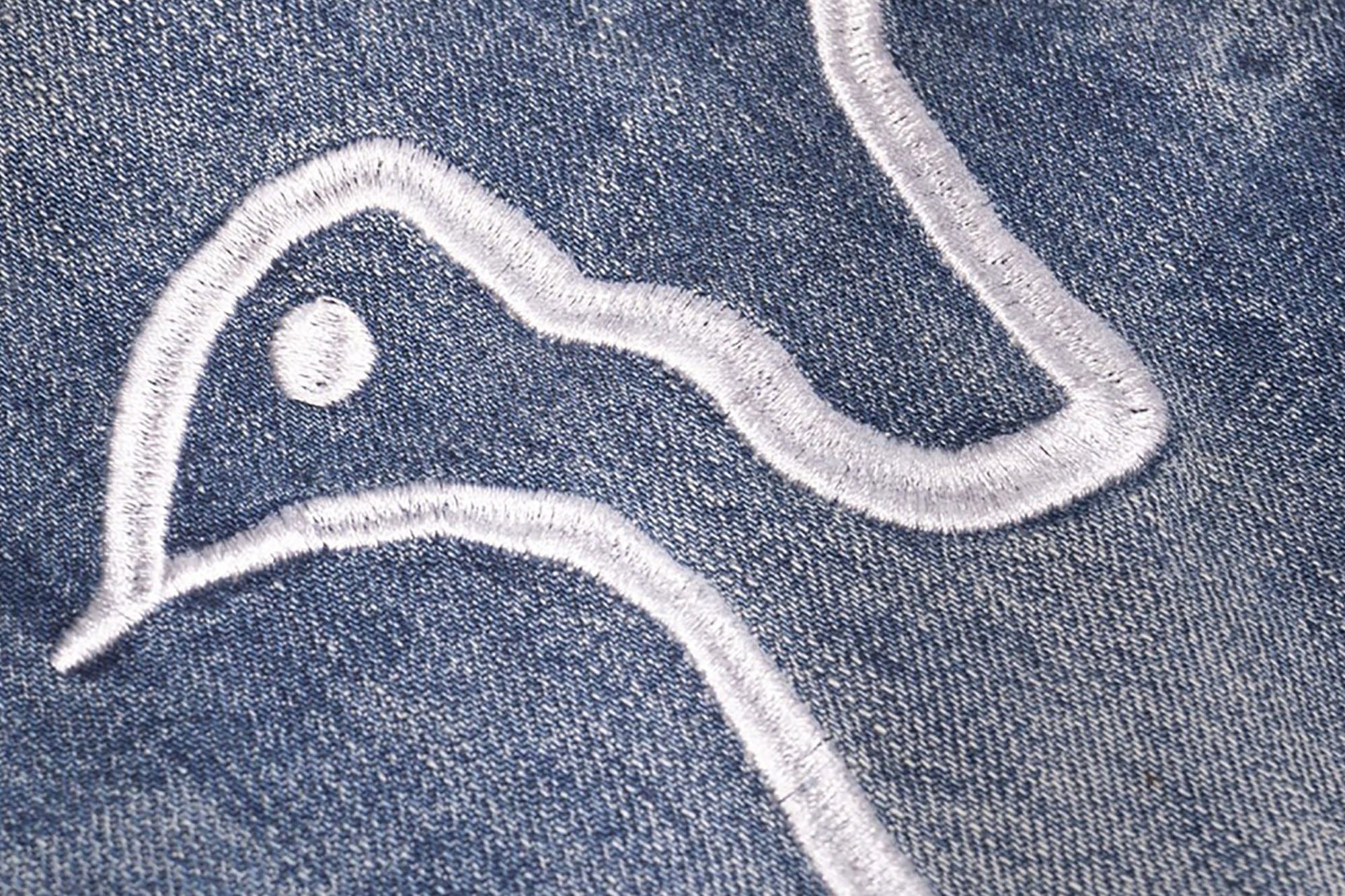 VINKID Dove Embroidered Distressed Stacked Jeans