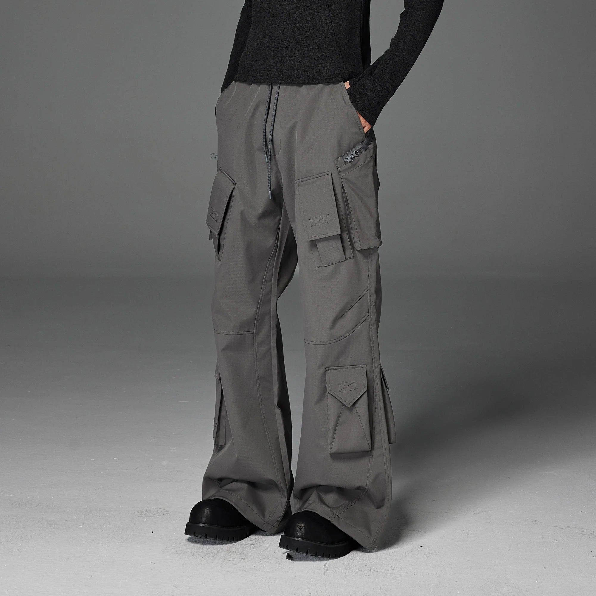 CATSSTAC Multi-Pocket Paneled Drawstring Cargo Pants