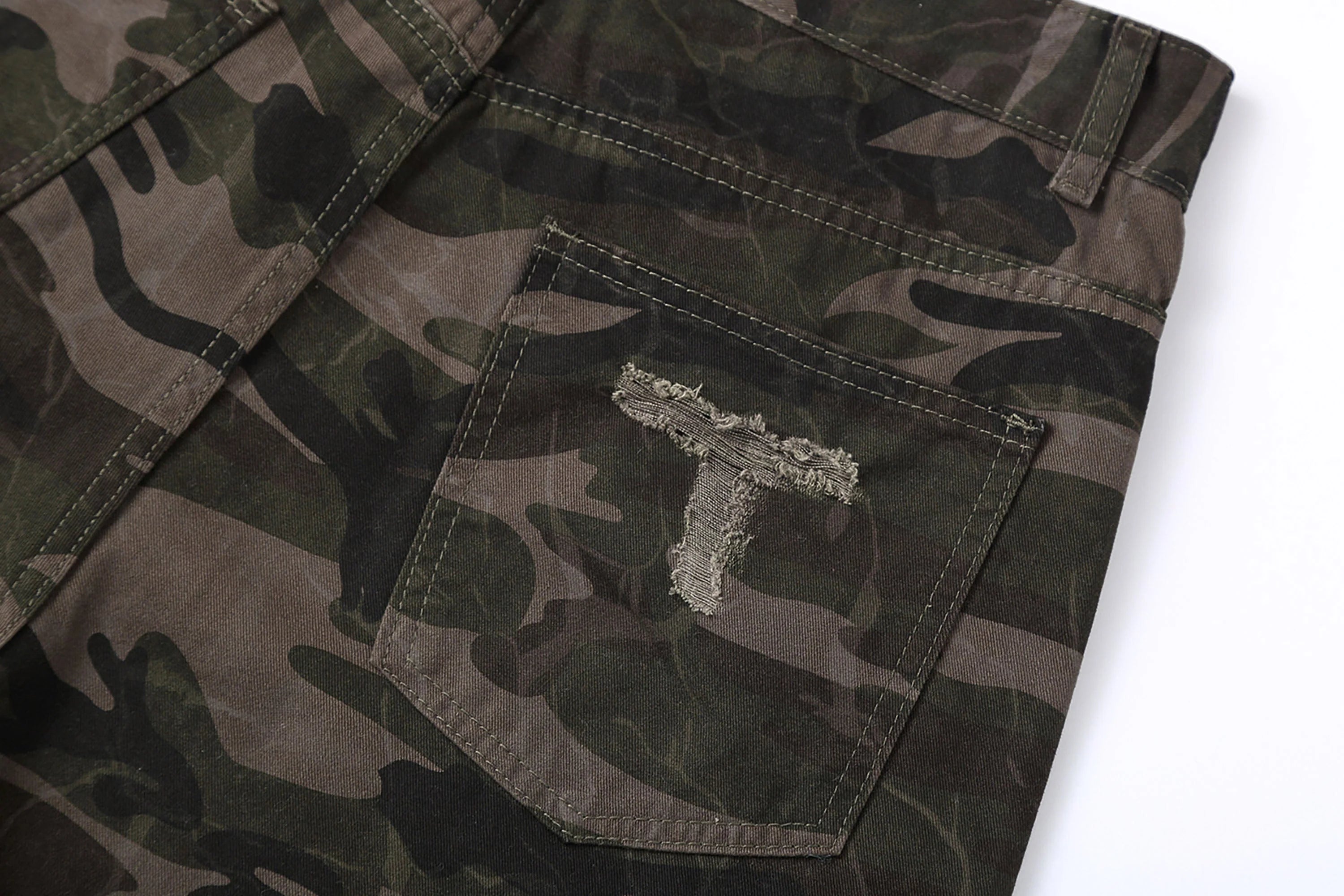 CLP Camo Ripped Straight-Leg Jeans