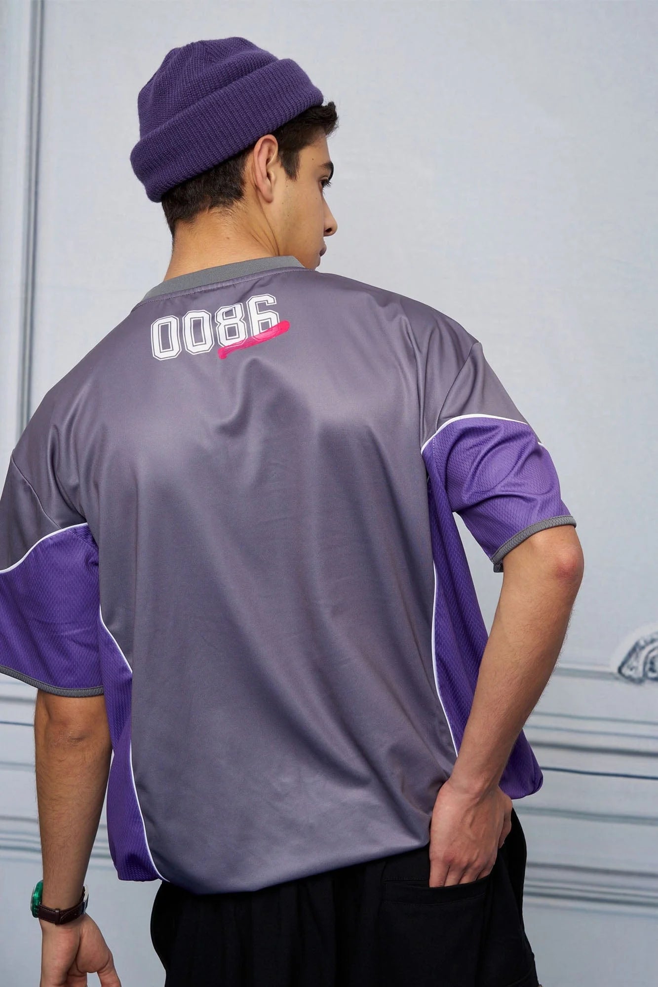 UNLIMITED MOTE x glucose by RMK Contrast Spliced Drawstring Hem Jersey
