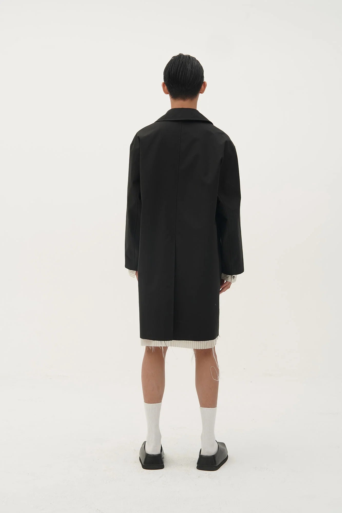 ORAL UTOPIA Faux Layered Hem Multi-Pocket Coat
