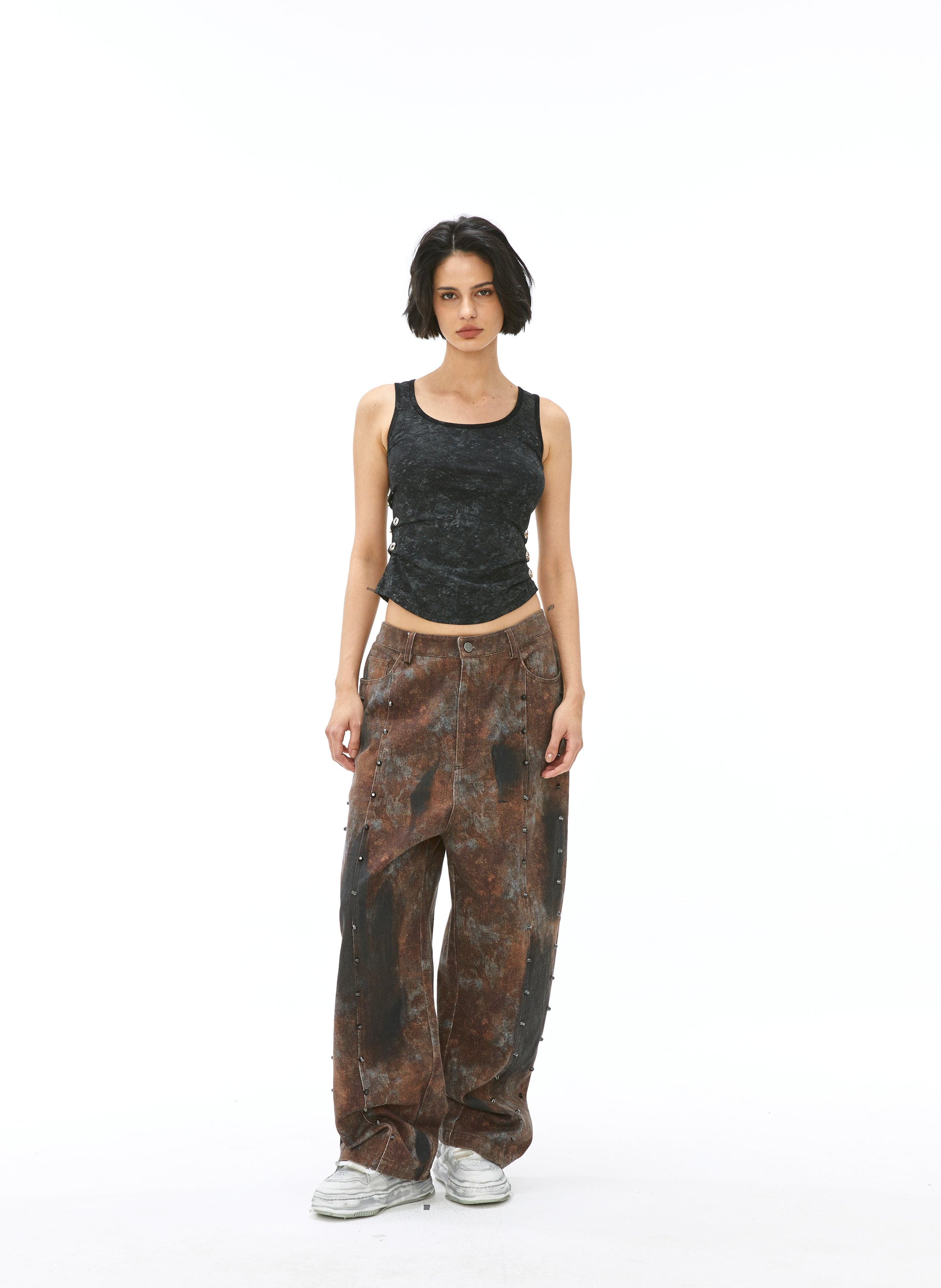 VANN VALRENCE Dirty Fit Studded Straight-Leg Jeans