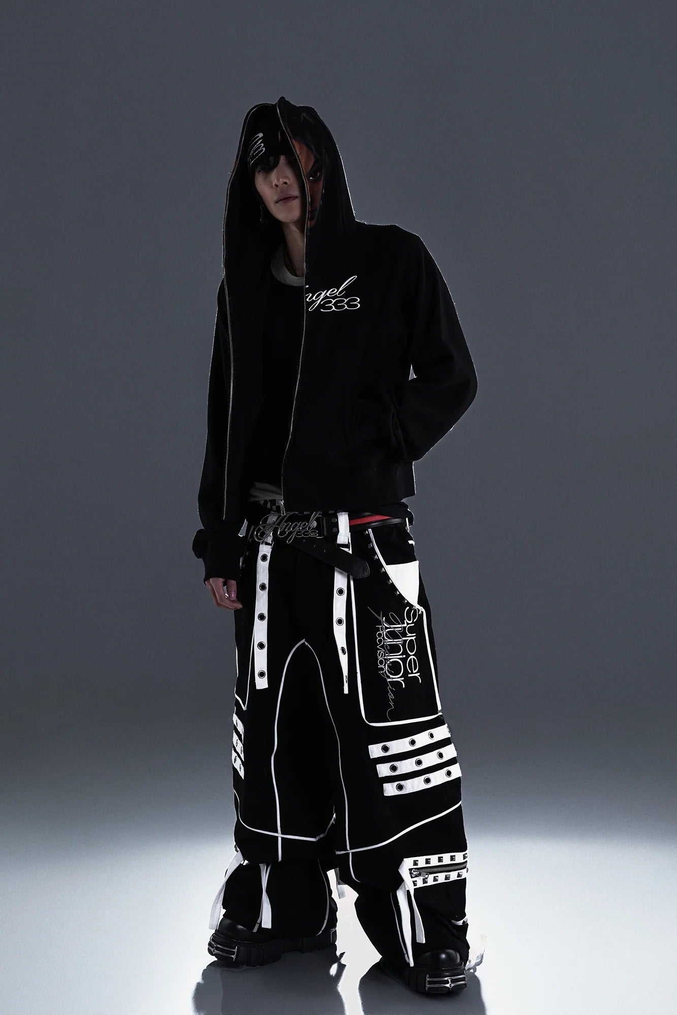 PCCVISION Studded Embroidered Baggy Pants