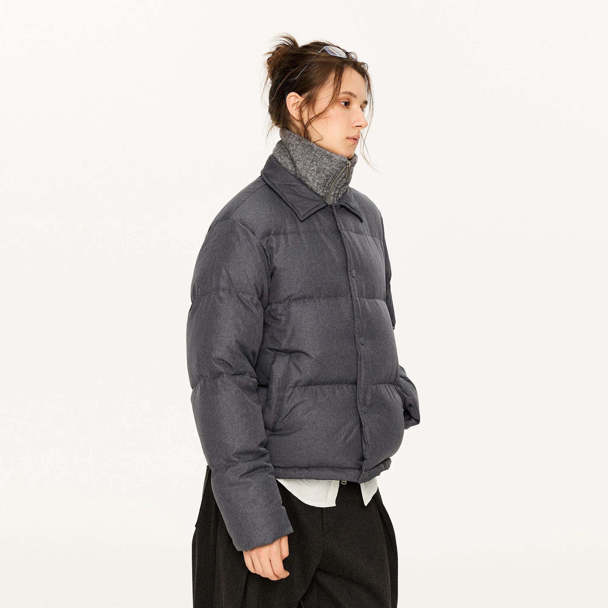 KREATE Faux Layered Cable Knit Puffer Jacket