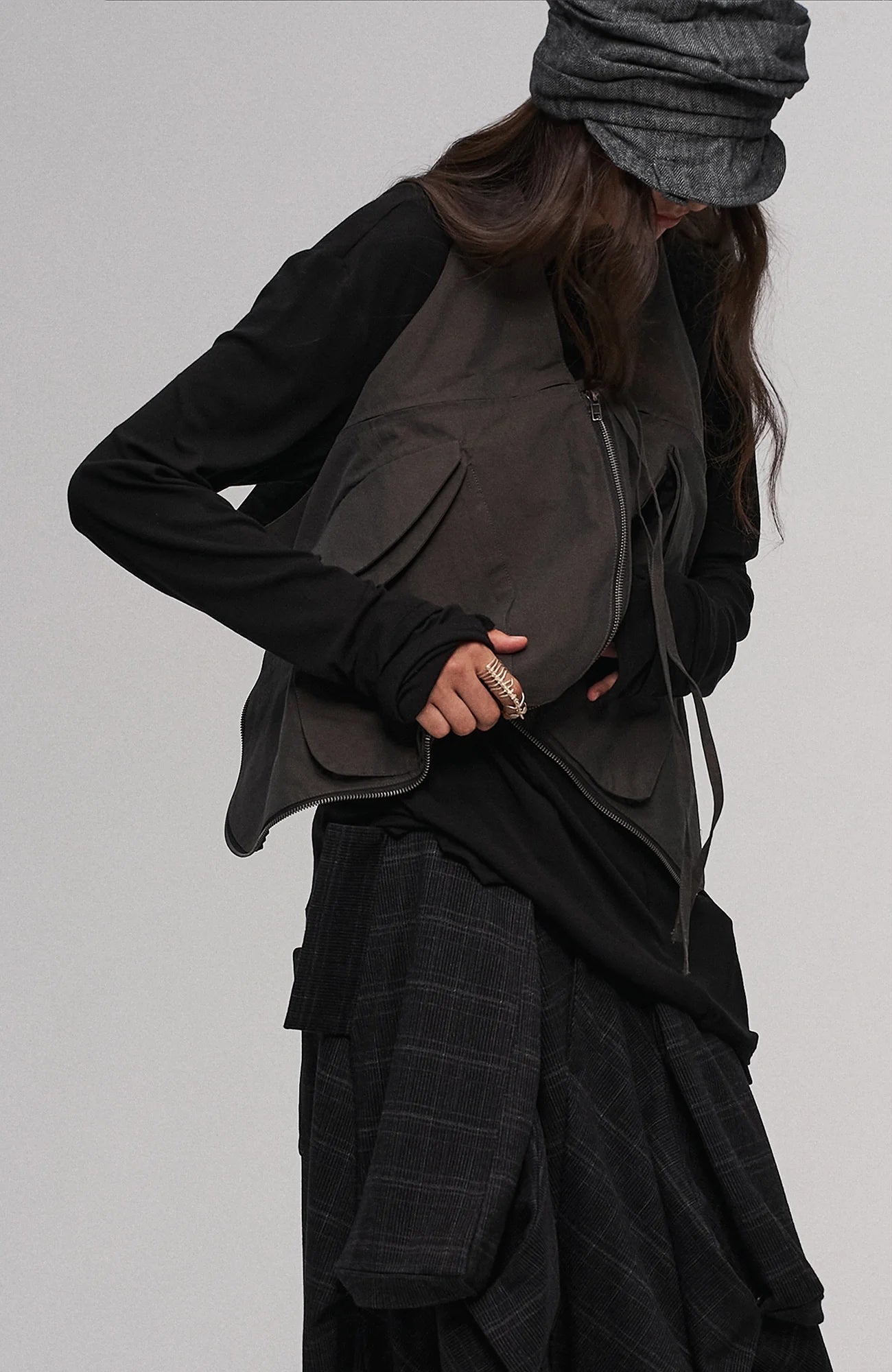 ILNya Nieternite Nifutur Deconstructed Plaid Drop-Crotch Pants
