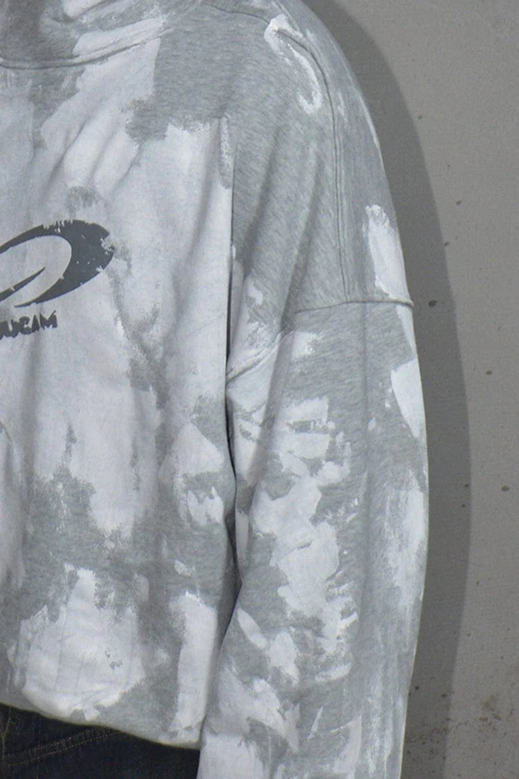 LUUUCAM Brush-Paint Faded Logo Hoodie